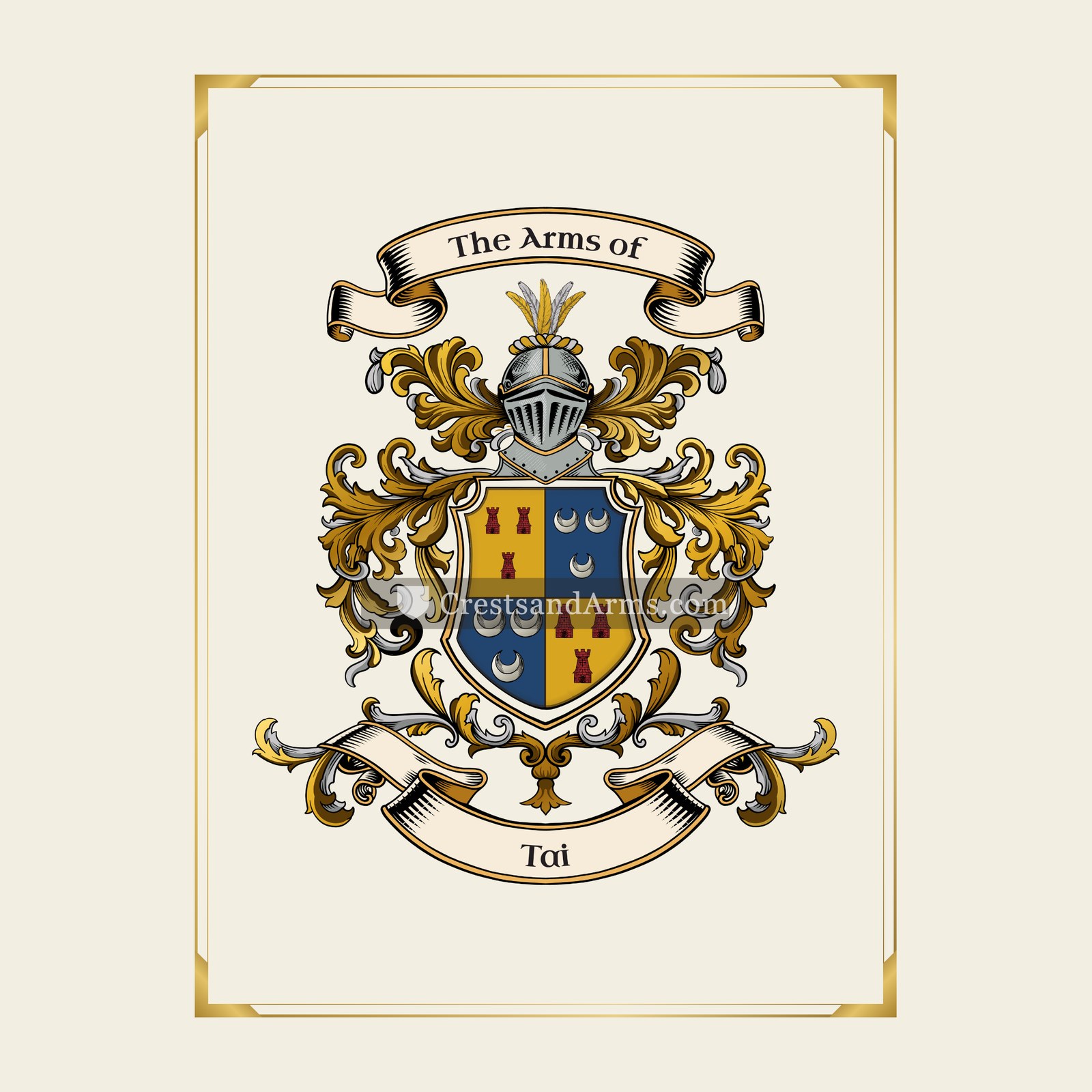 With gold border
