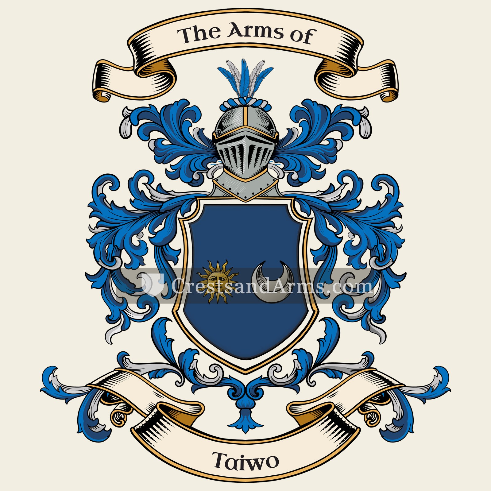 The Taiwo coat of arms, drawn from the recorded blazon
