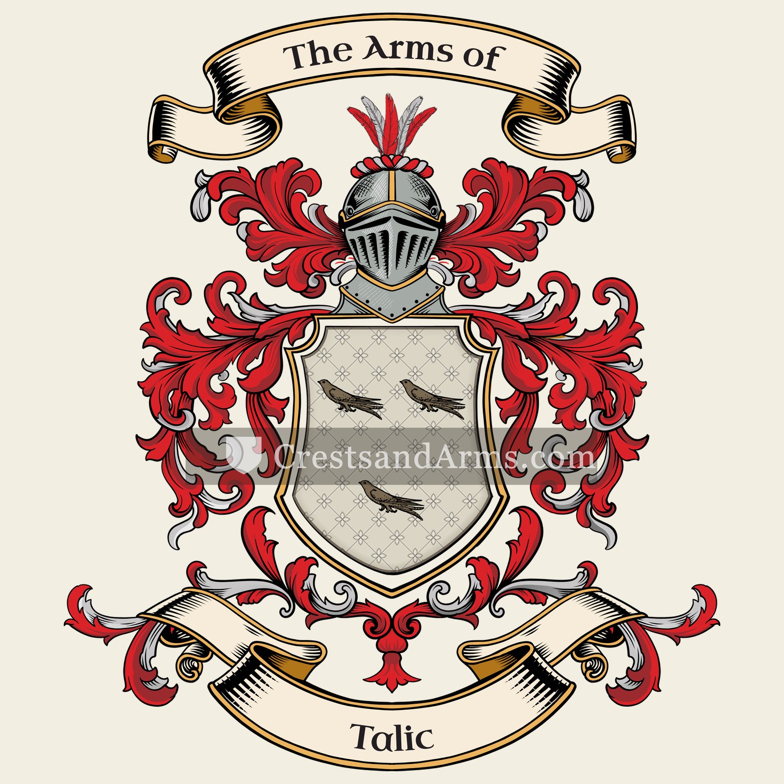 The Talic coat of arms, drawn from the recorded blazon