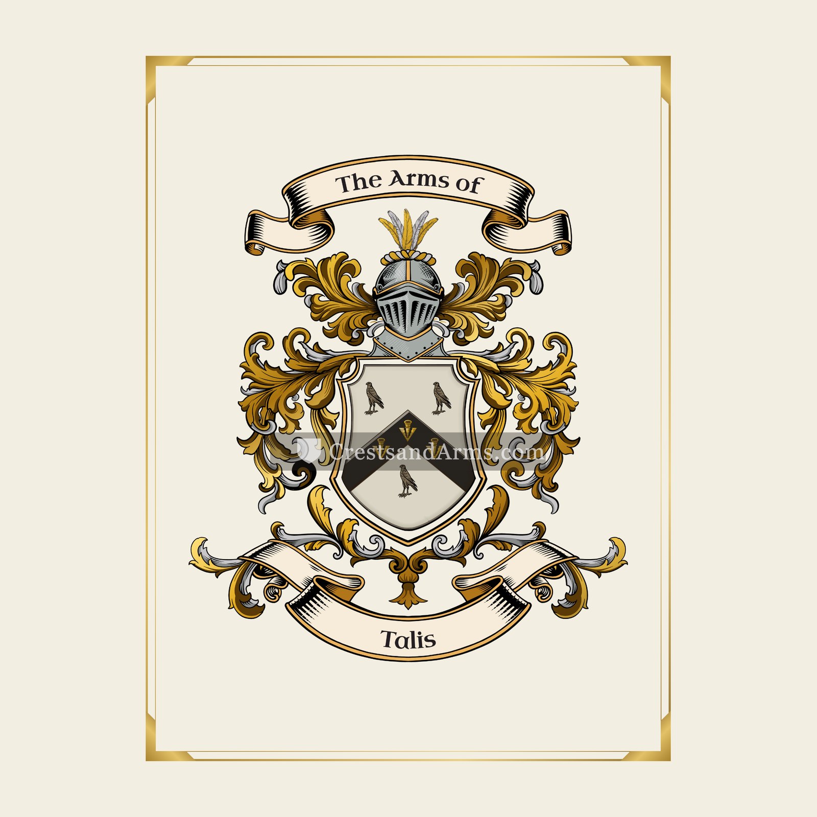 With gold border