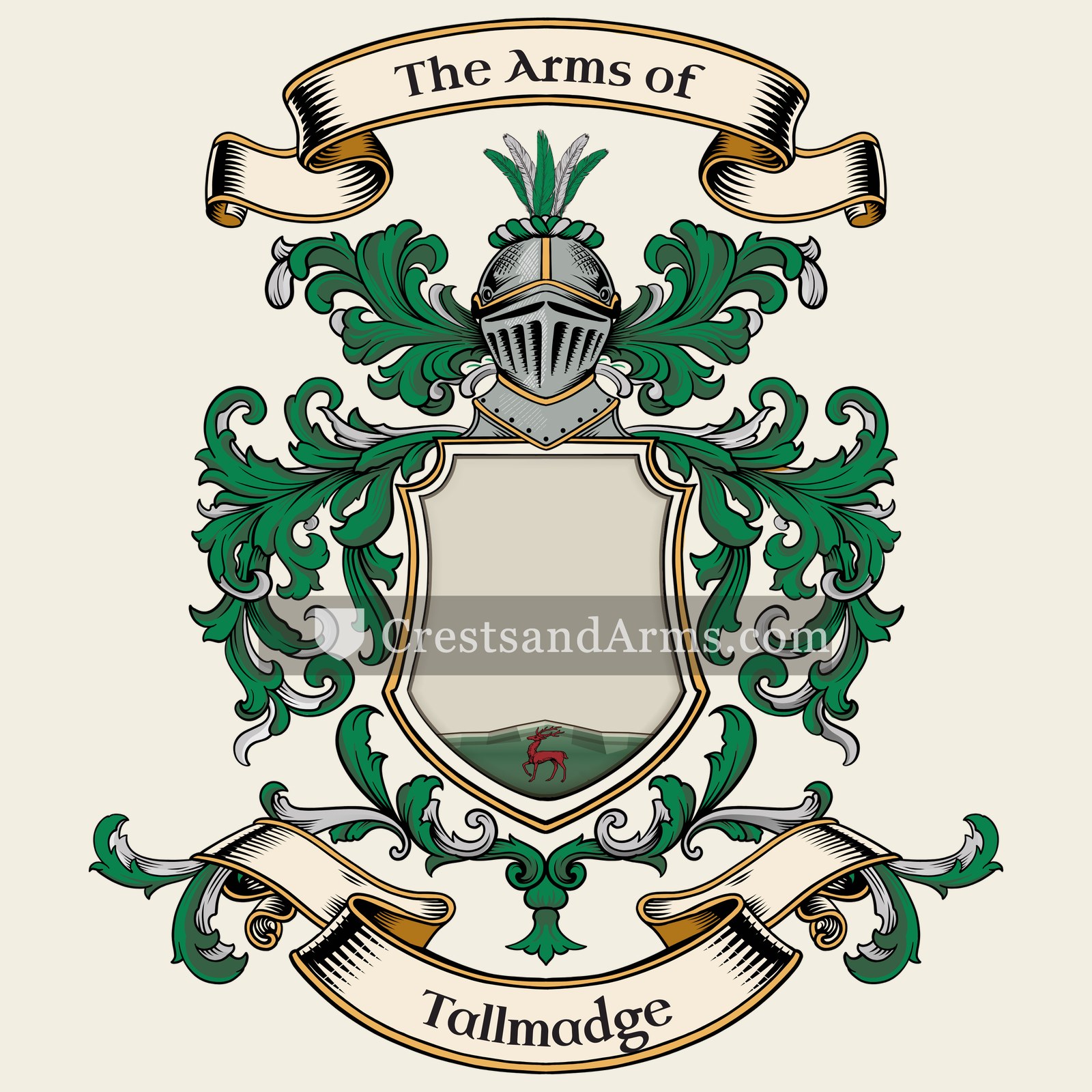 The Tallmadge coat of arms, drawn from the recorded blazon