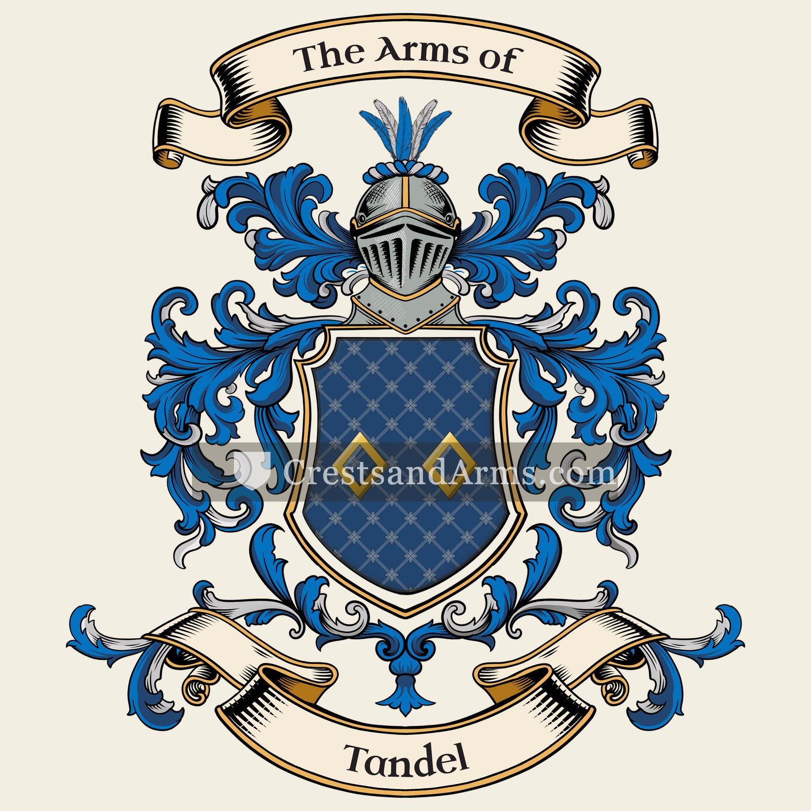 The Tandel coat of arms, drawn from the recorded blazon