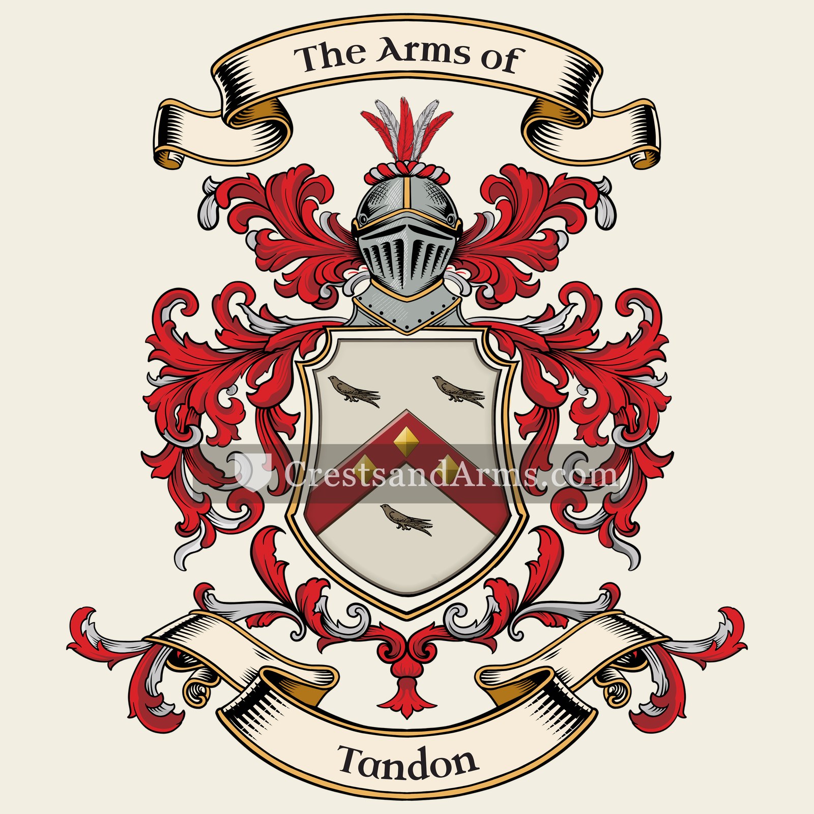 The Tandon coat of arms, drawn from the recorded blazon