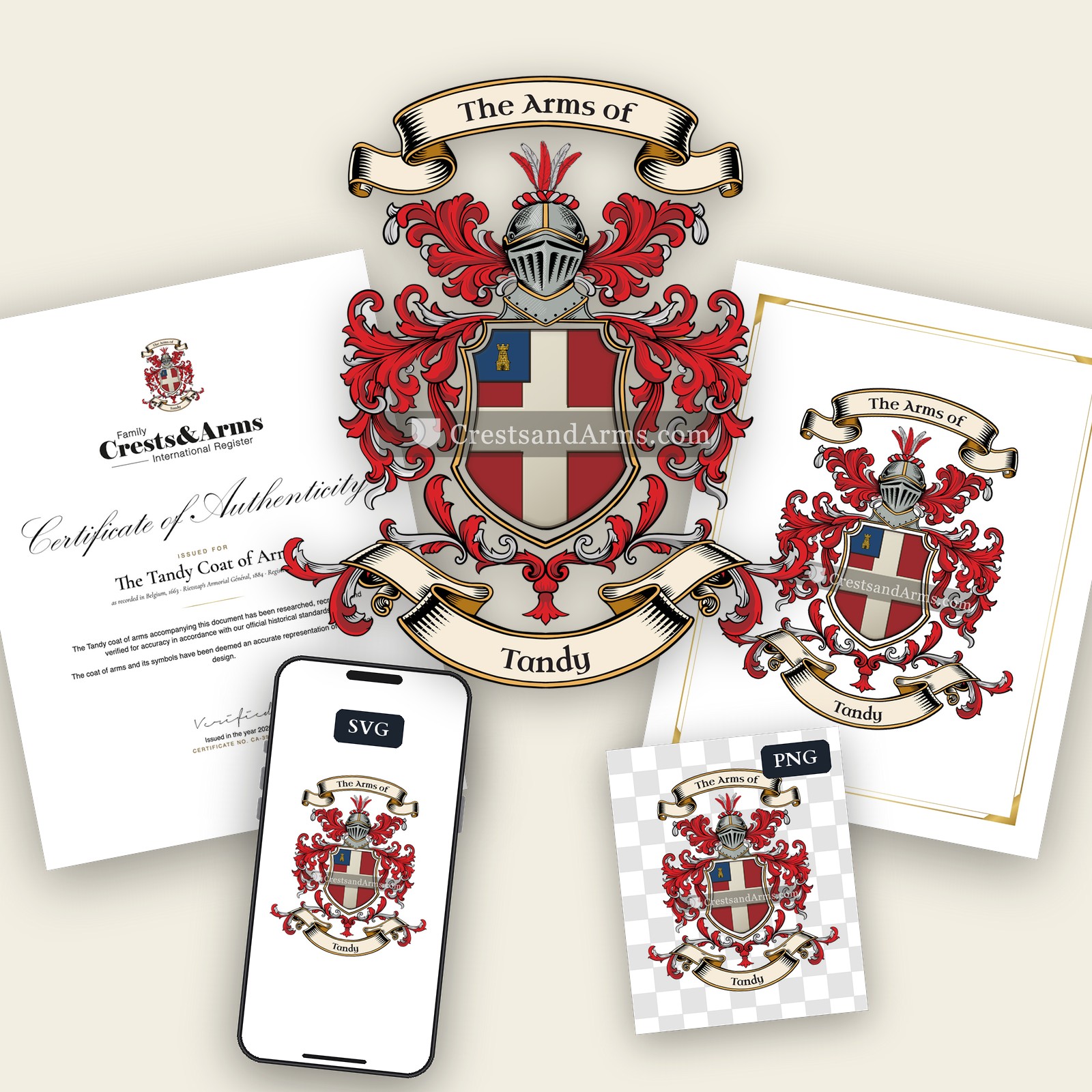 The Tandy arms on the coat of arms — digital pack