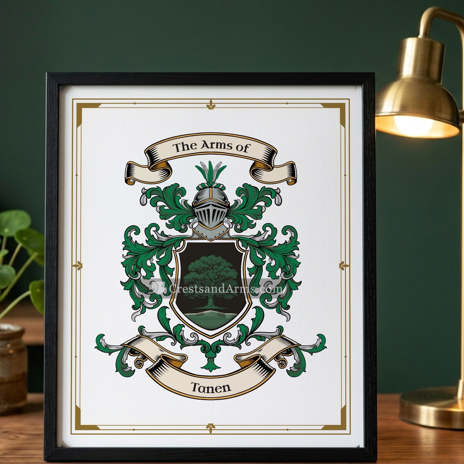 The Tanen coat of arms on the framed print