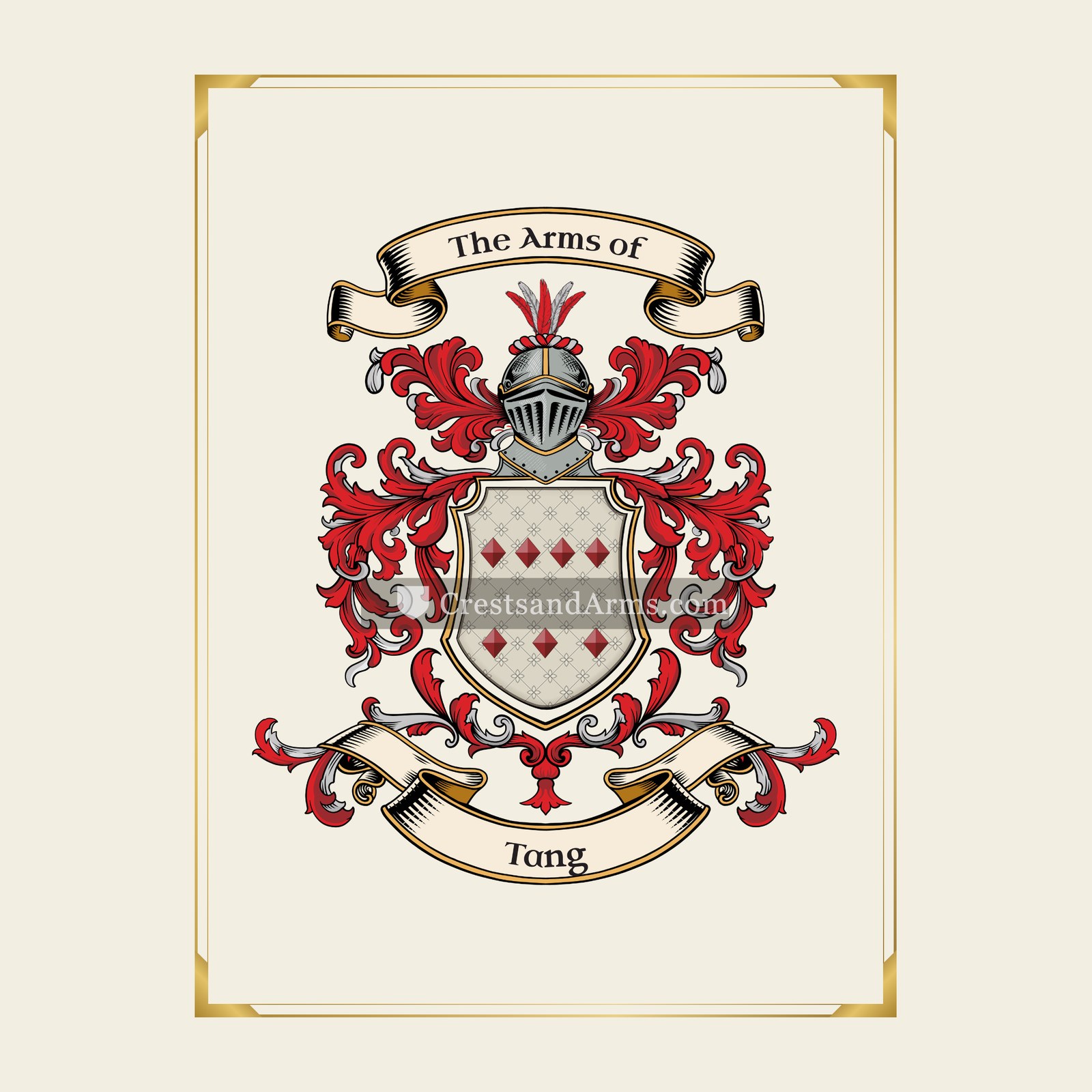 With gold border