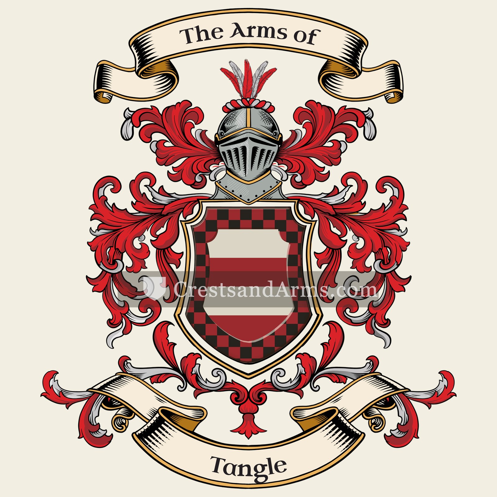 The Tangle coat of arms, drawn from the recorded blazon