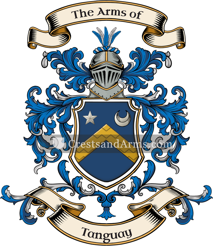 The Tanguay coat of arms, drawn from the recorded blazon