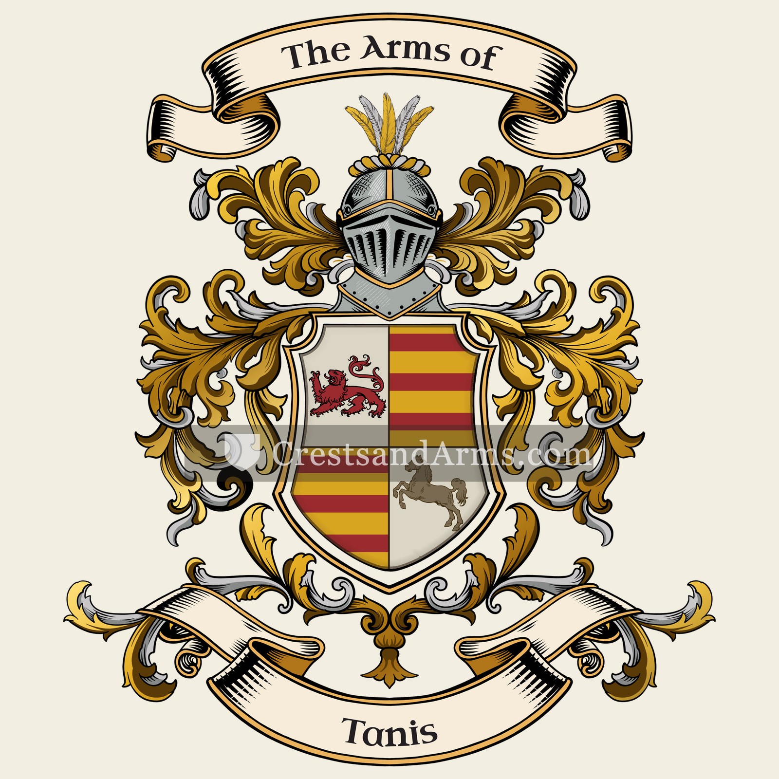 The Tanis coat of arms, drawn from the recorded blazon