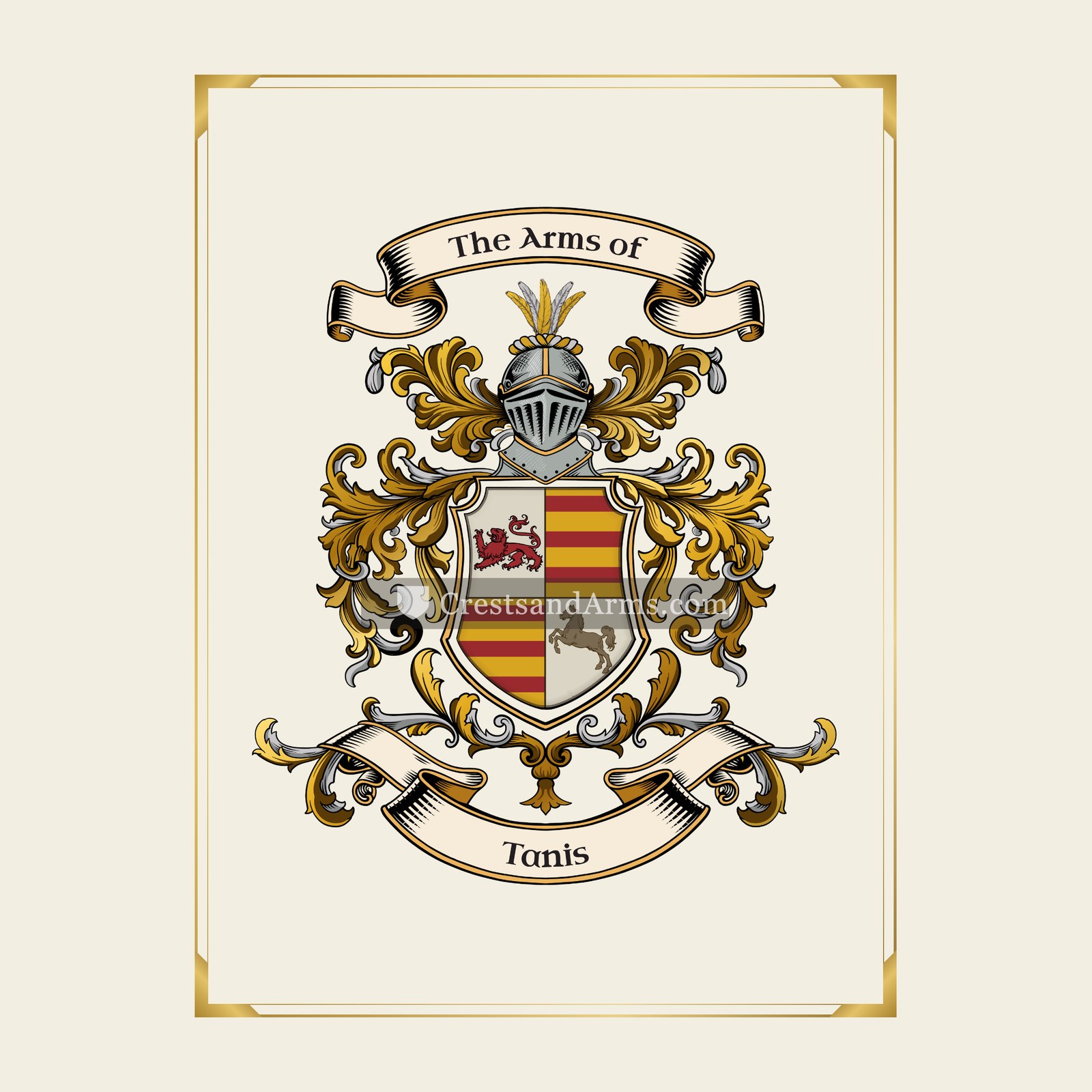 With gold border