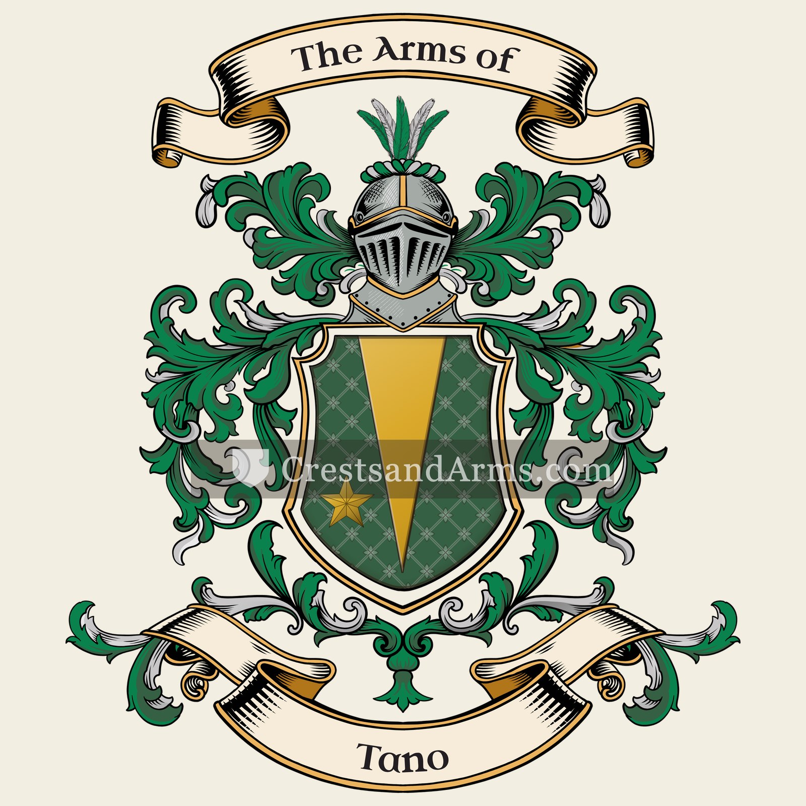 The Tano coat of arms, drawn from the recorded blazon