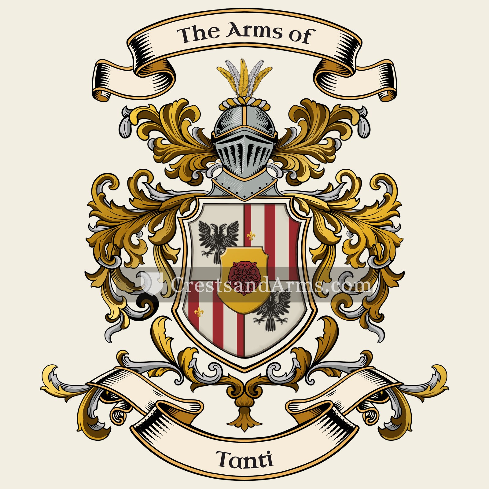 The Tanti coat of arms, drawn from the recorded blazon