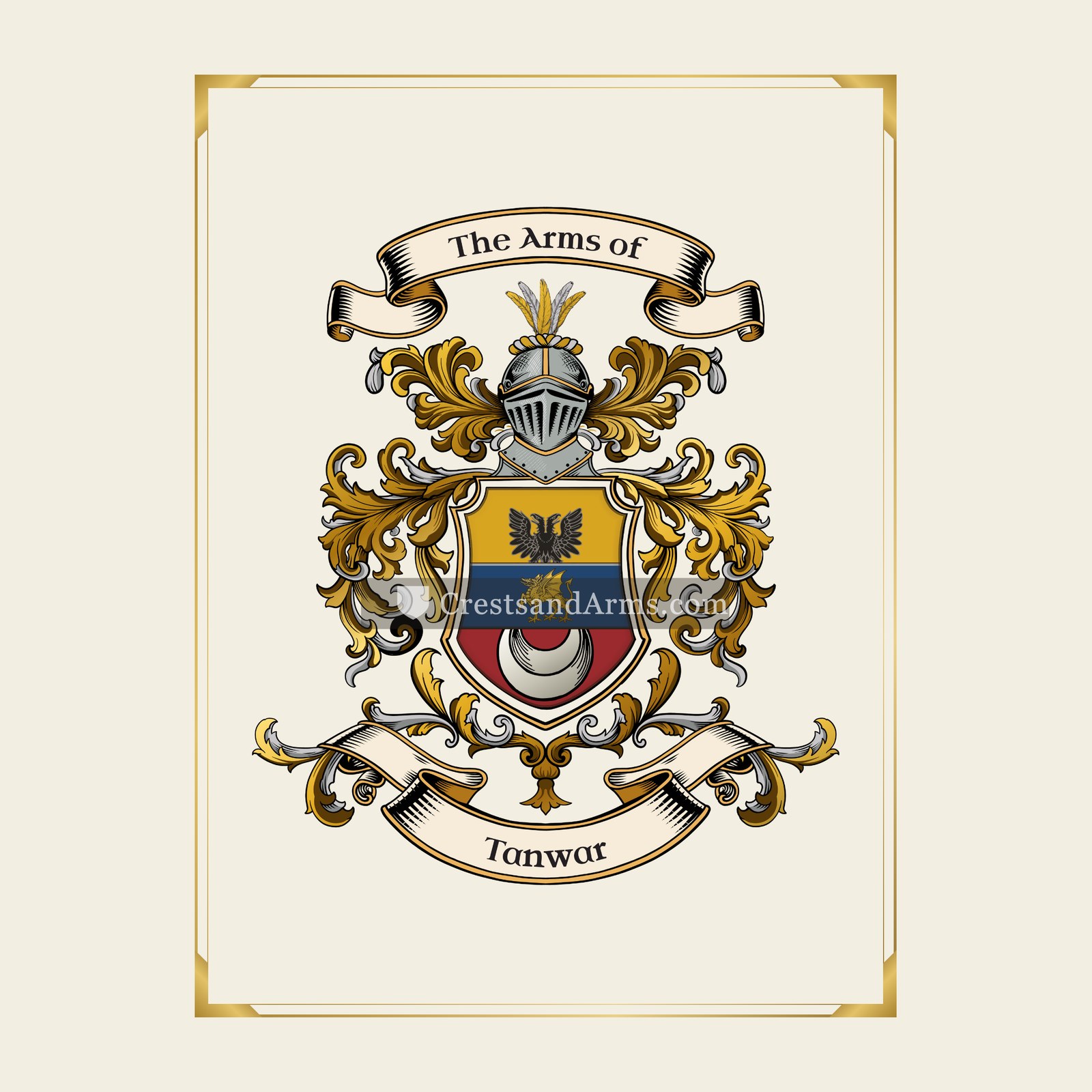 With gold border