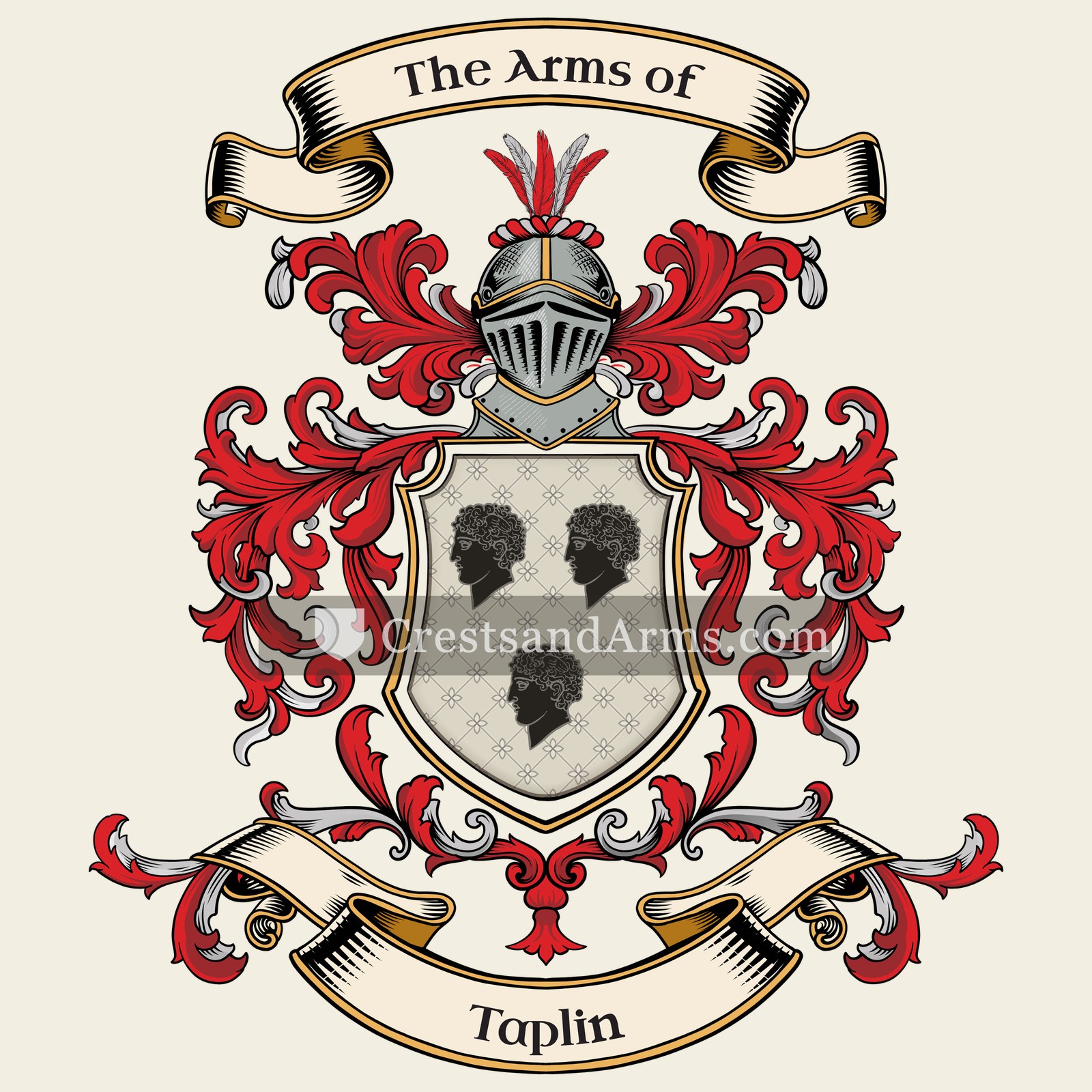 The Taplin coat of arms, drawn from the recorded blazon