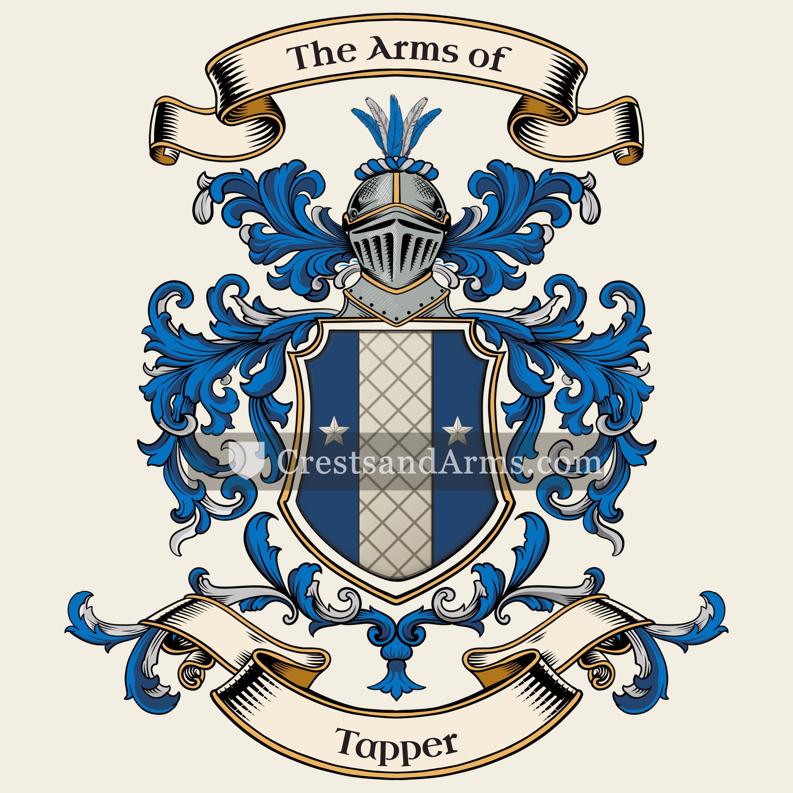 The Tapper coat of arms, drawn from the recorded blazon