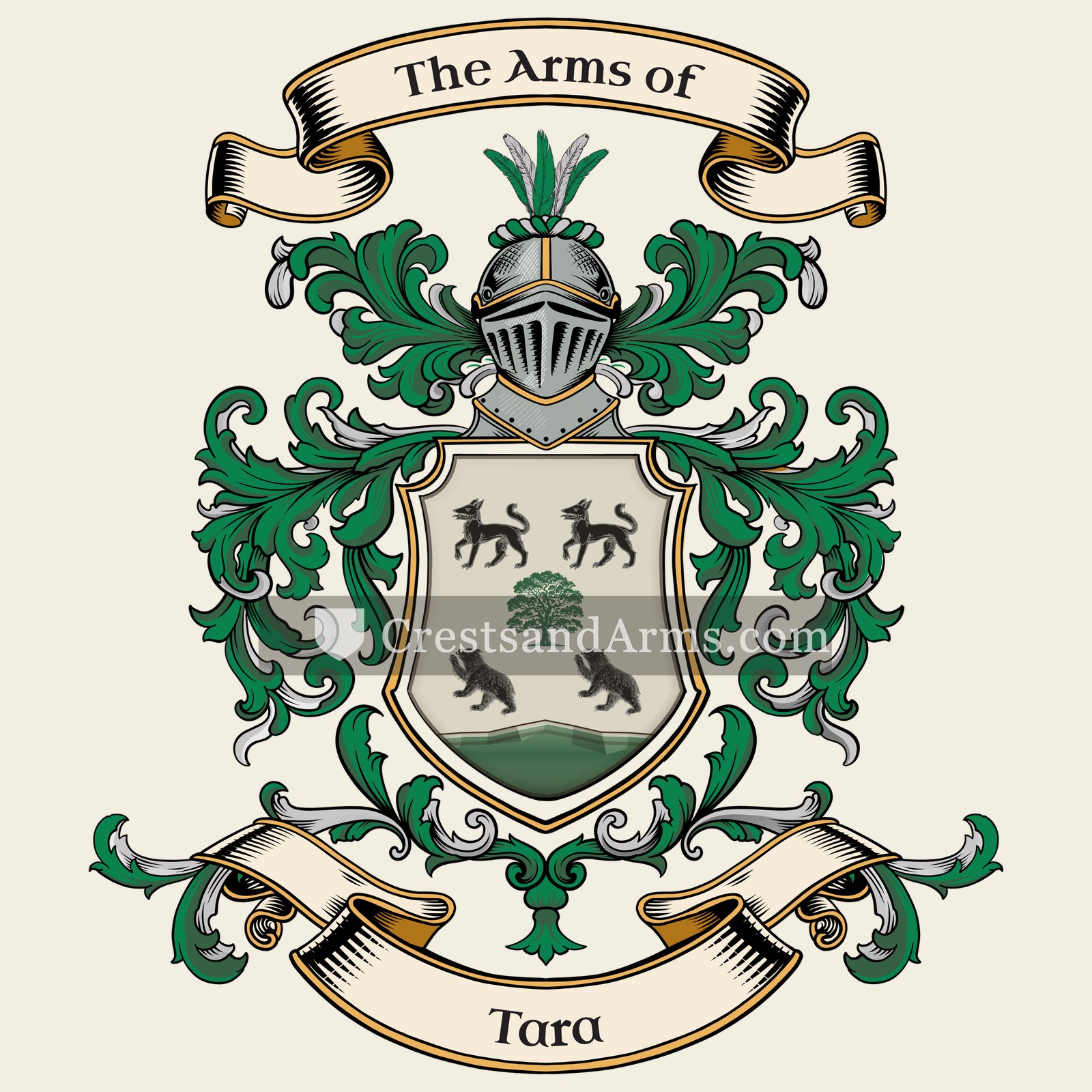 The Tara coat of arms, drawn from the recorded blazon