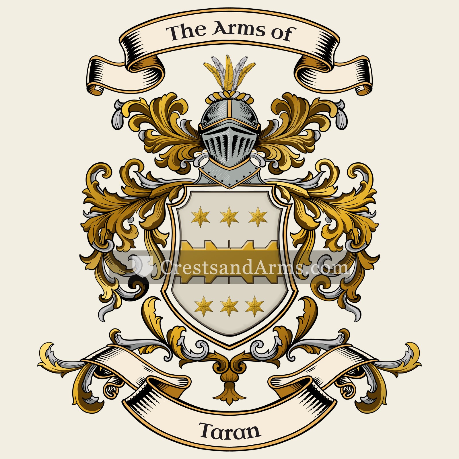 The Taran coat of arms, drawn from the recorded blazon