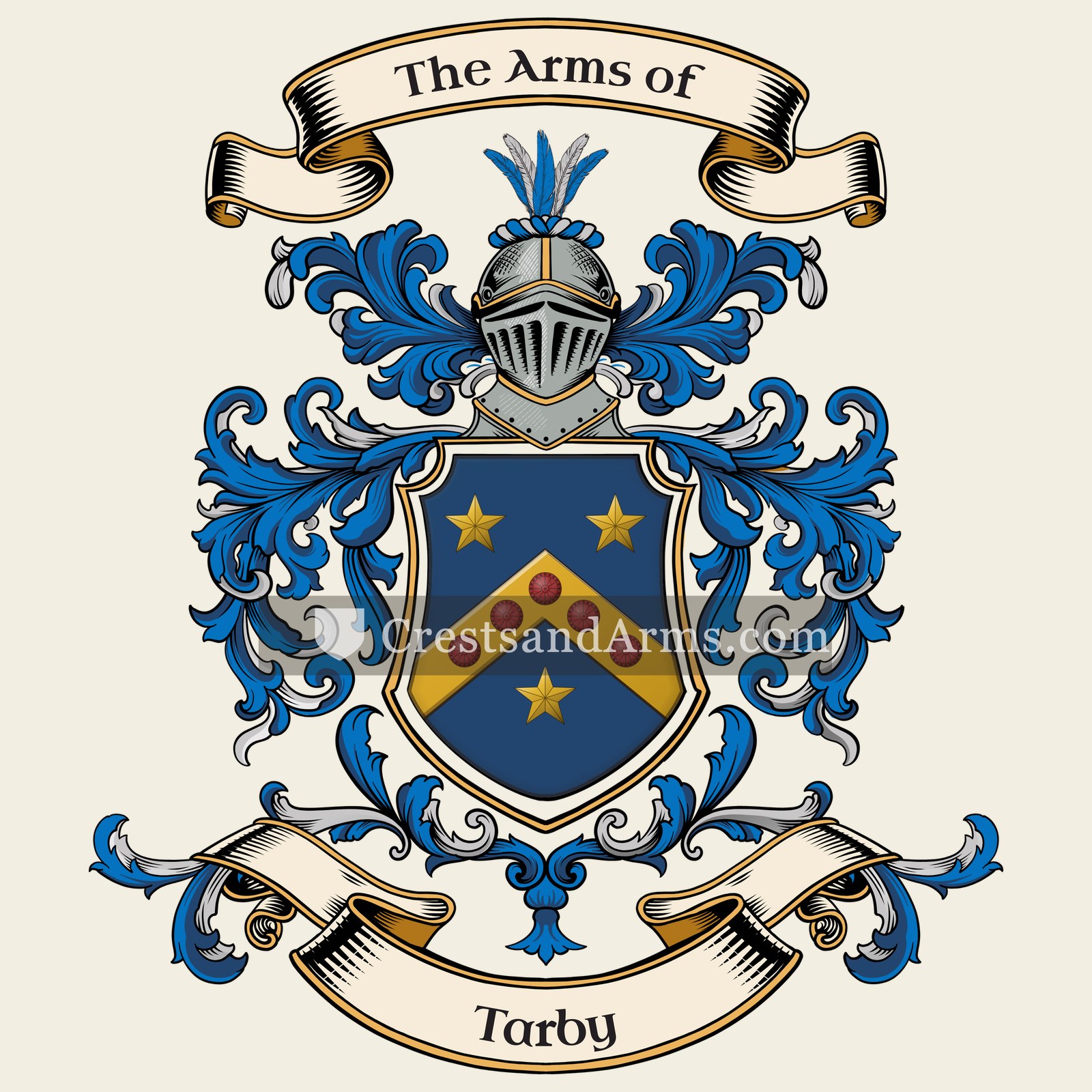 The Tarby coat of arms, drawn from the recorded blazon