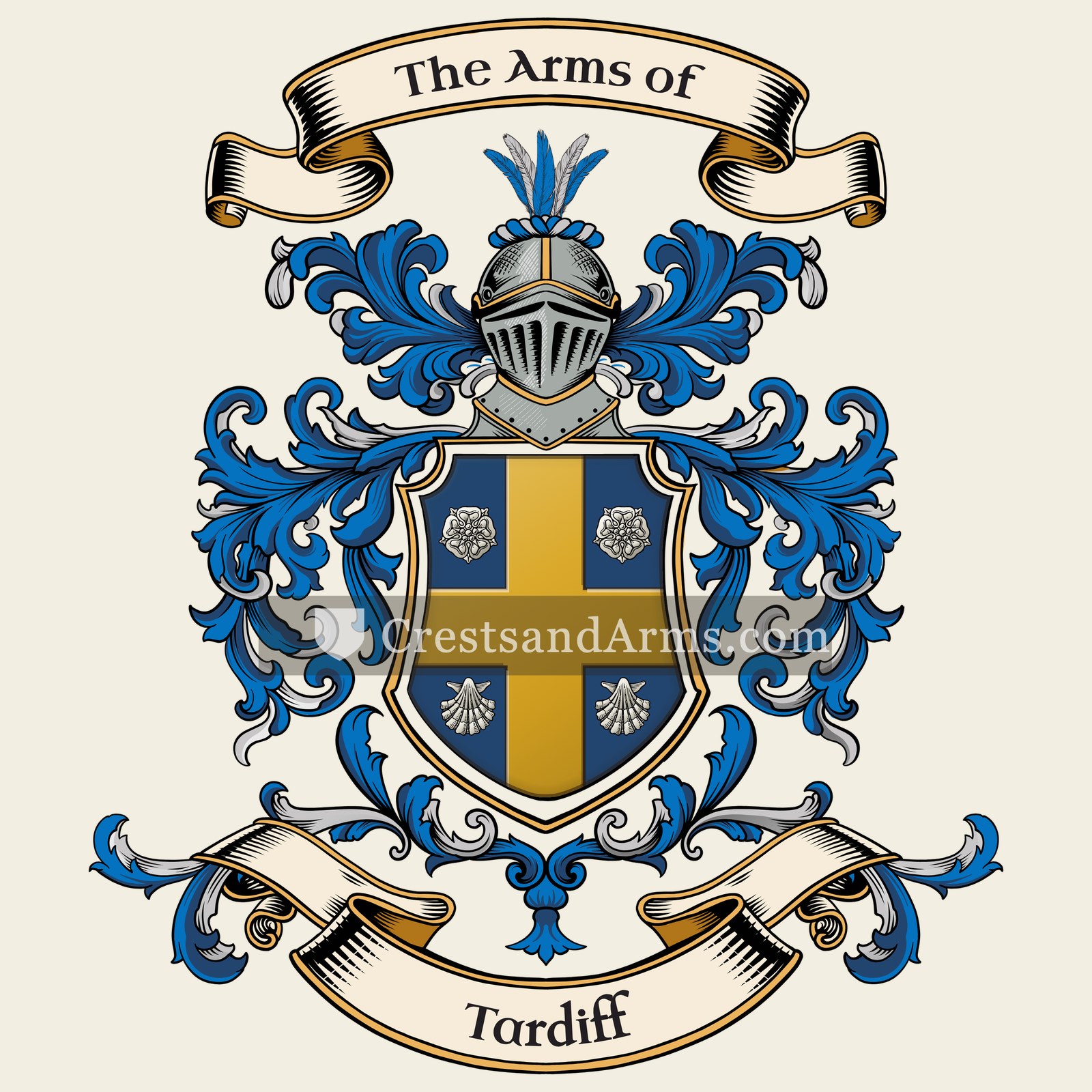 The Tardiff coat of arms, drawn from the recorded blazon