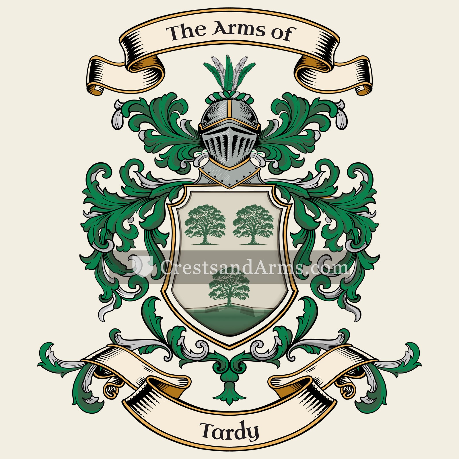 The Tardy coat of arms, drawn from the recorded blazon