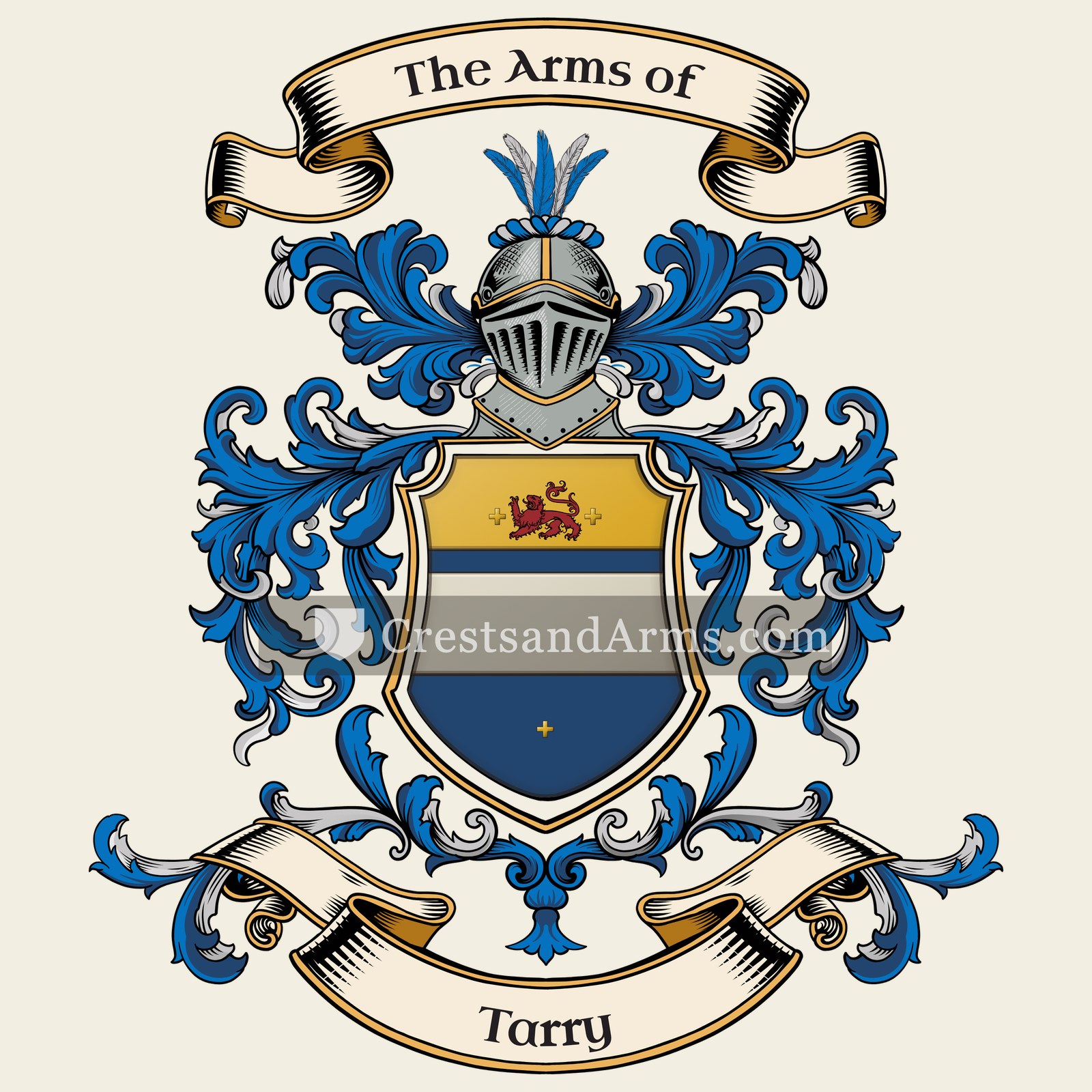 The Tarry coat of arms, drawn from the recorded blazon