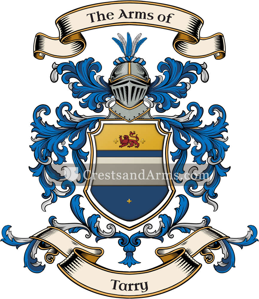 The Tarry coat of arms, drawn from the recorded blazon