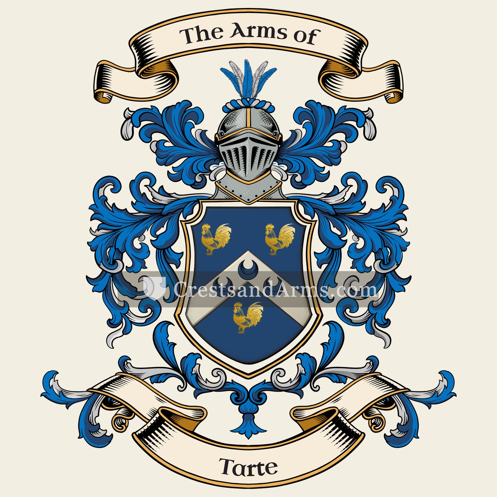 The Tarte coat of arms, drawn from the recorded blazon