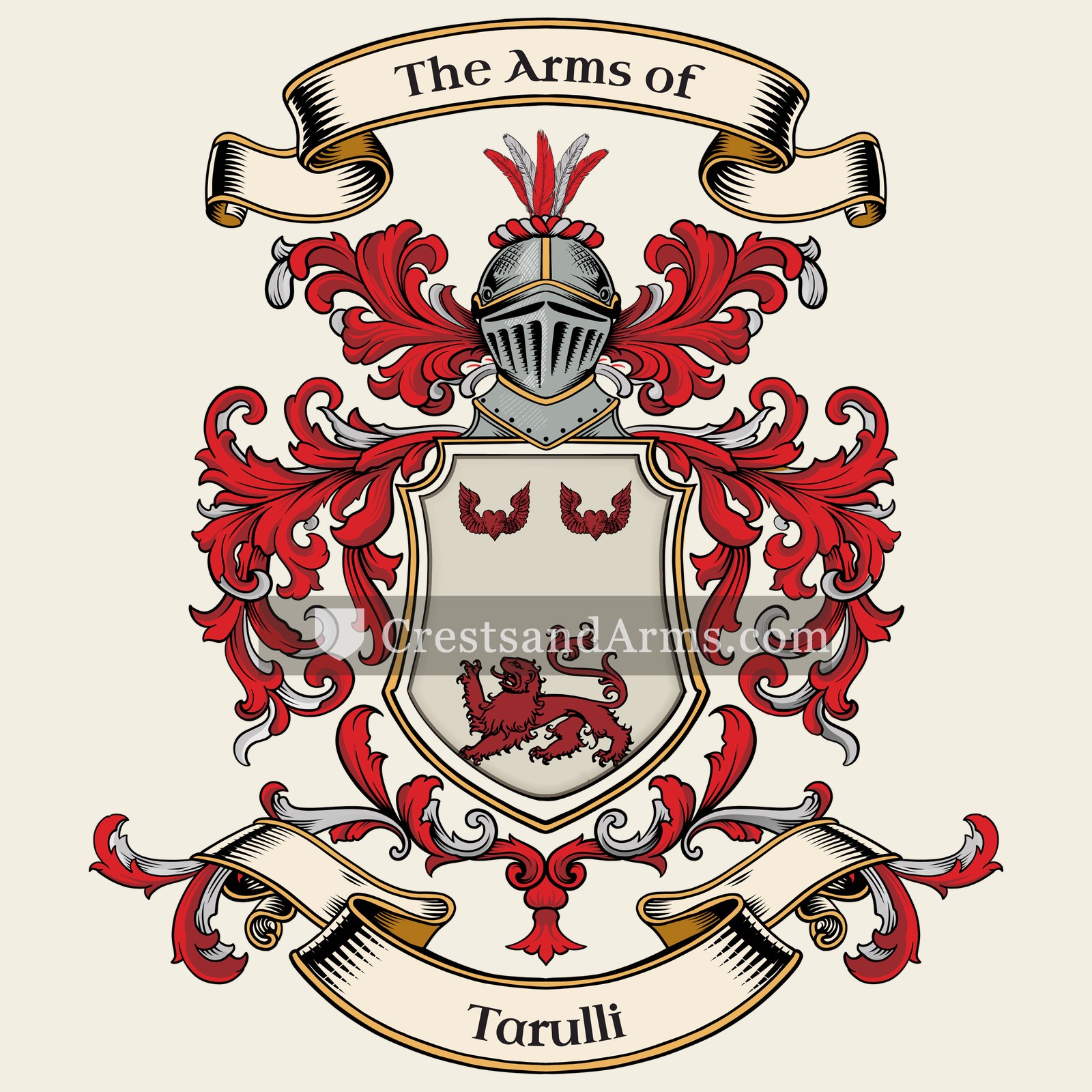 The Tarulli coat of arms, drawn from the recorded blazon