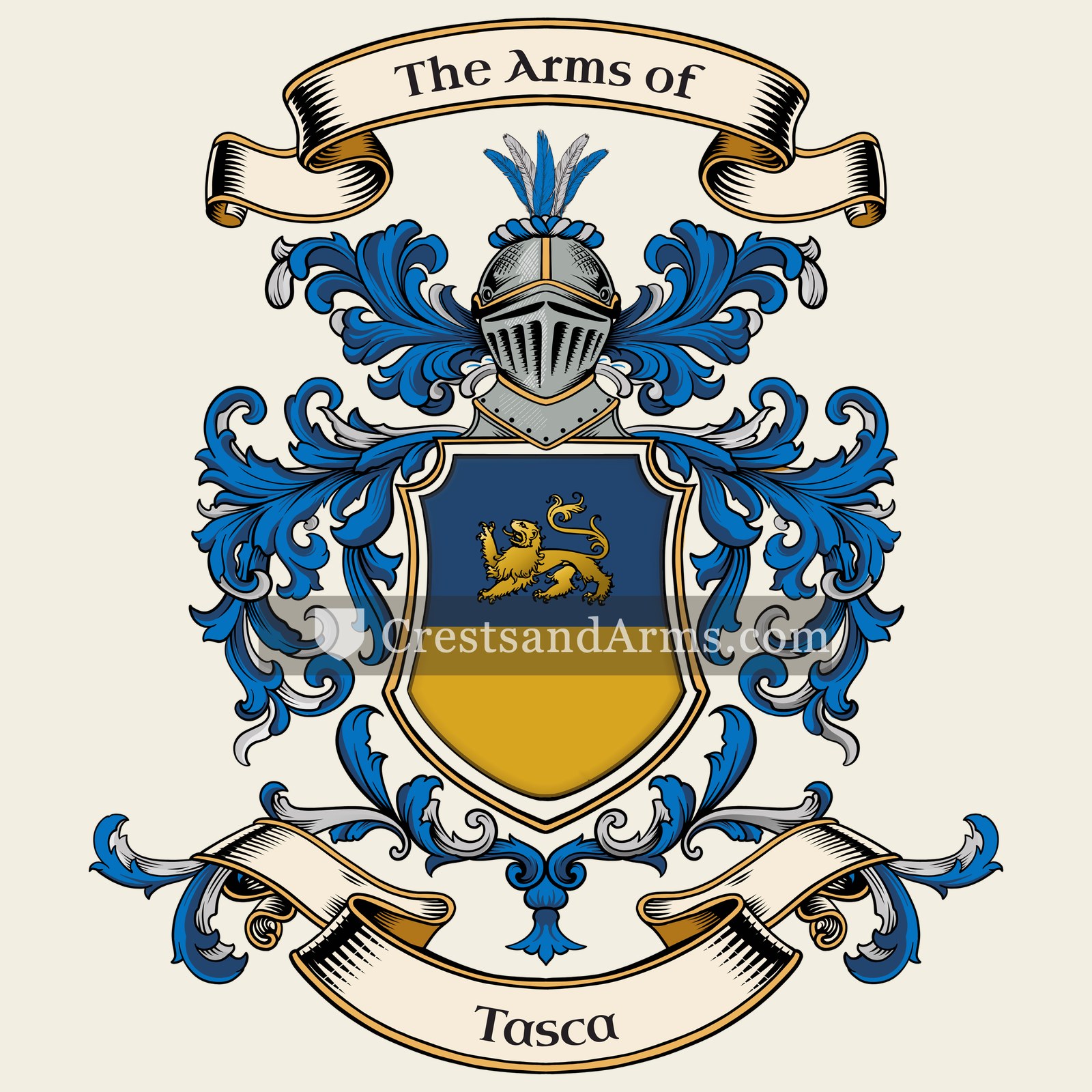 The Tasca coat of arms, drawn from the recorded blazon