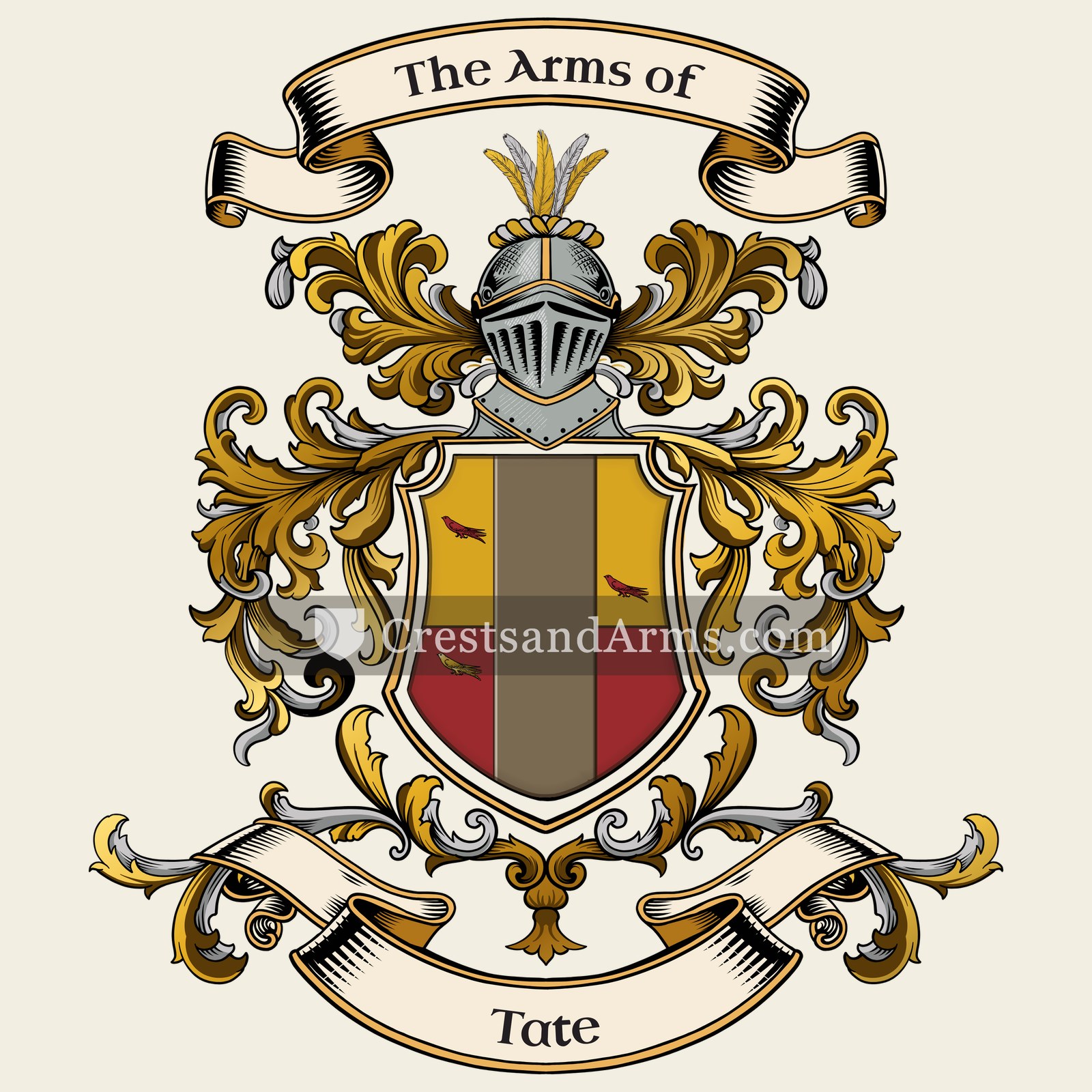 The Tate coat of arms, drawn from the recorded blazon