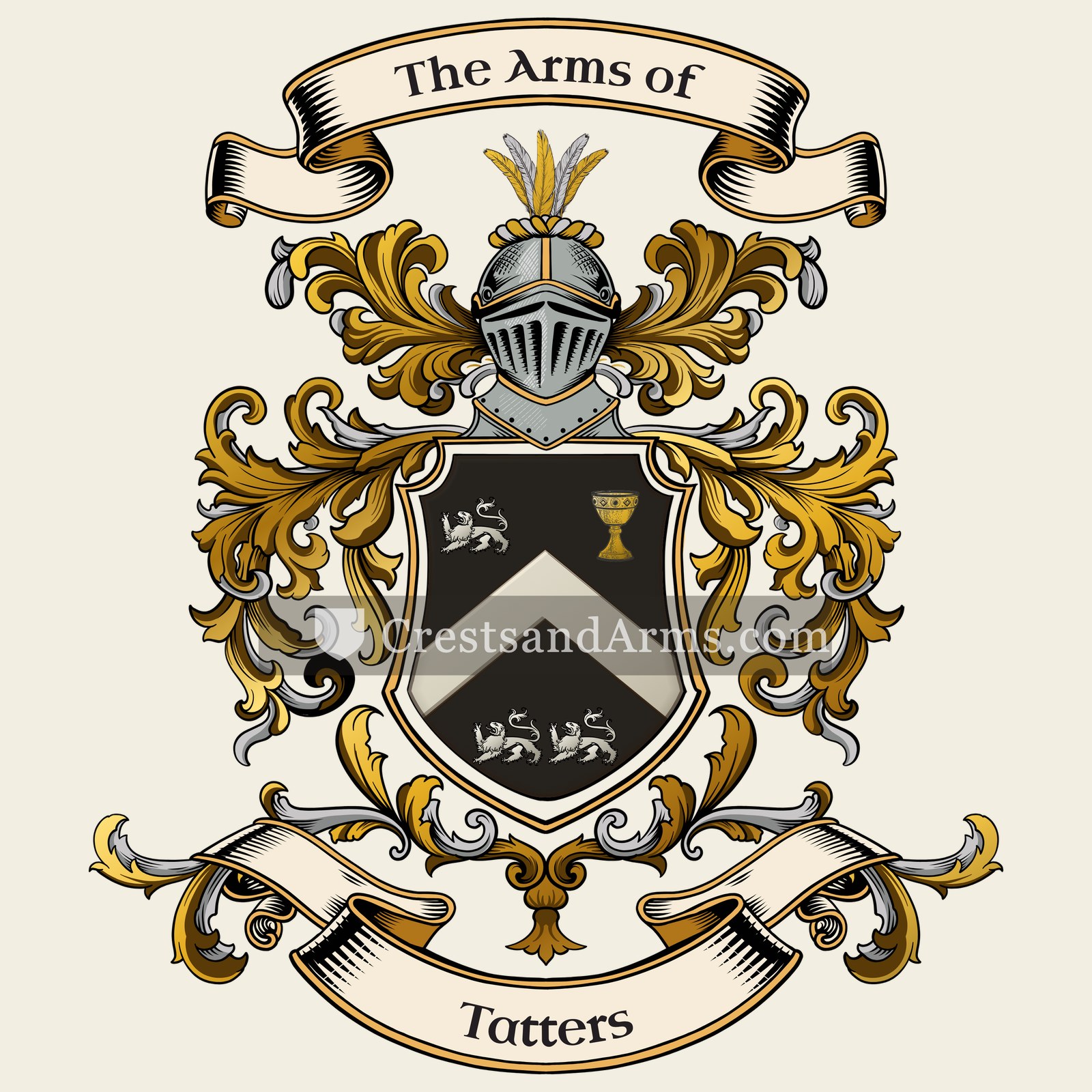 The Tatters coat of arms, drawn from the recorded blazon