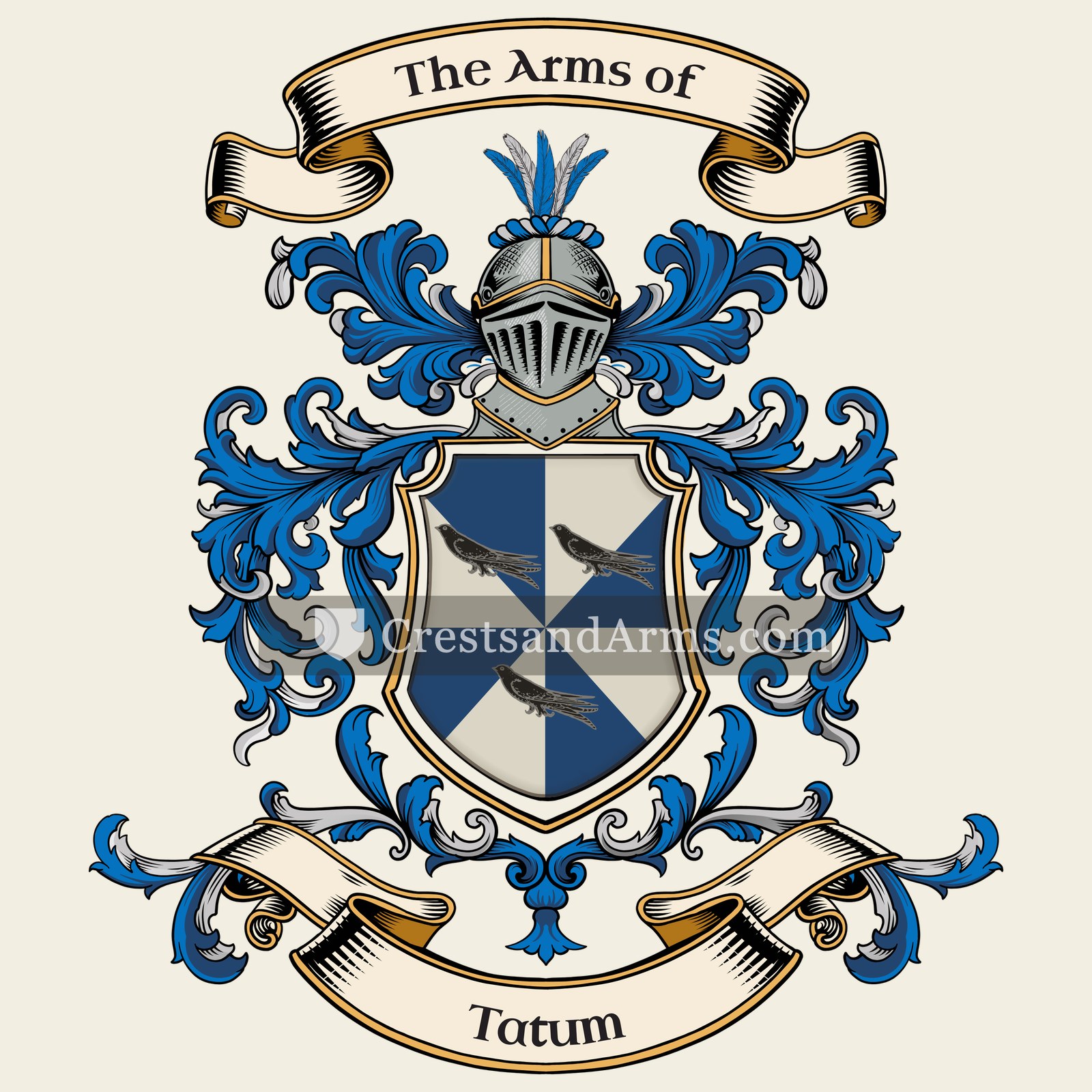 The Tatum coat of arms, drawn from the recorded blazon