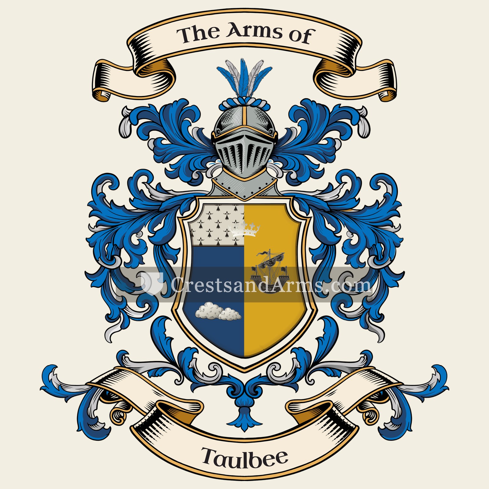The Taulbee coat of arms, drawn from the recorded blazon