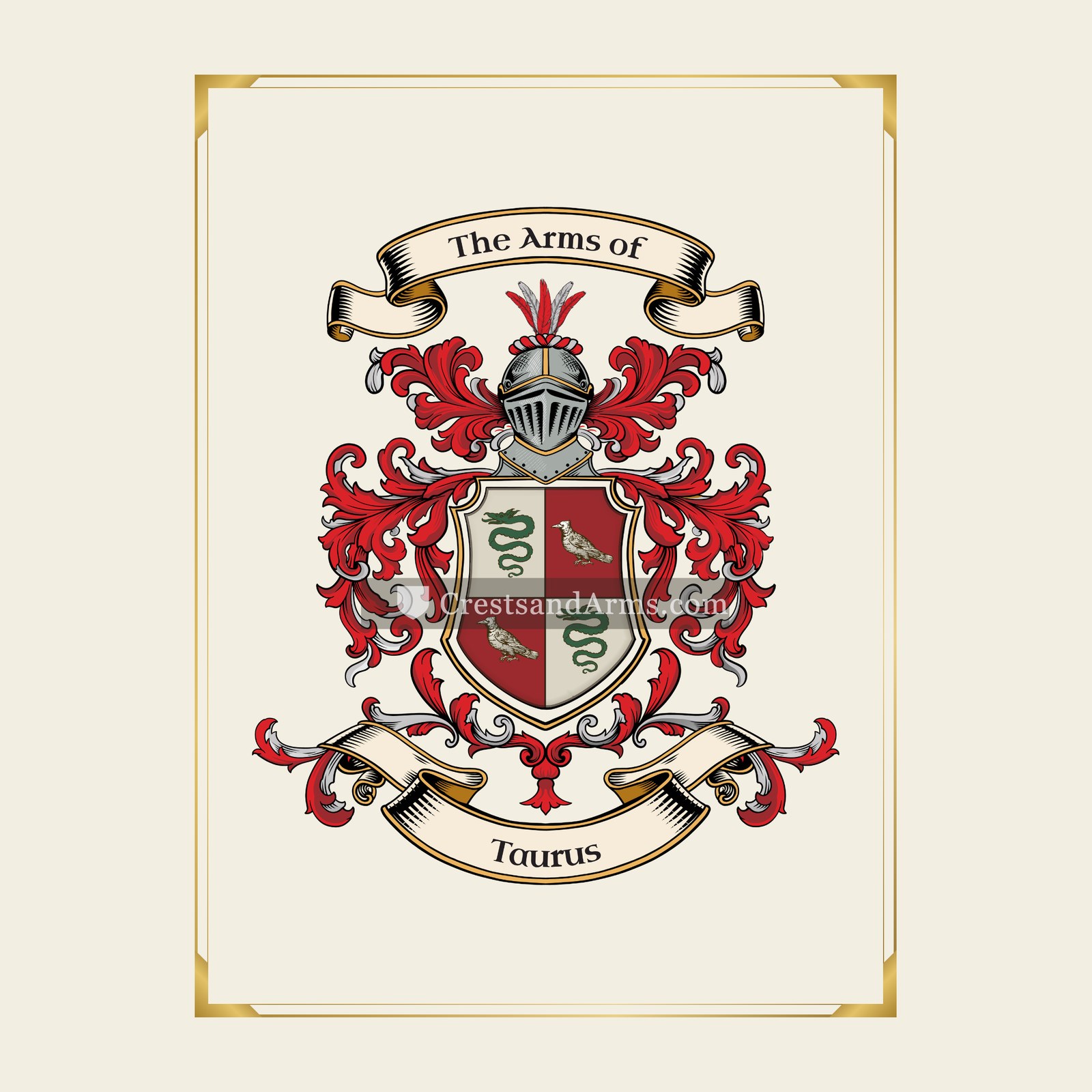 With gold border