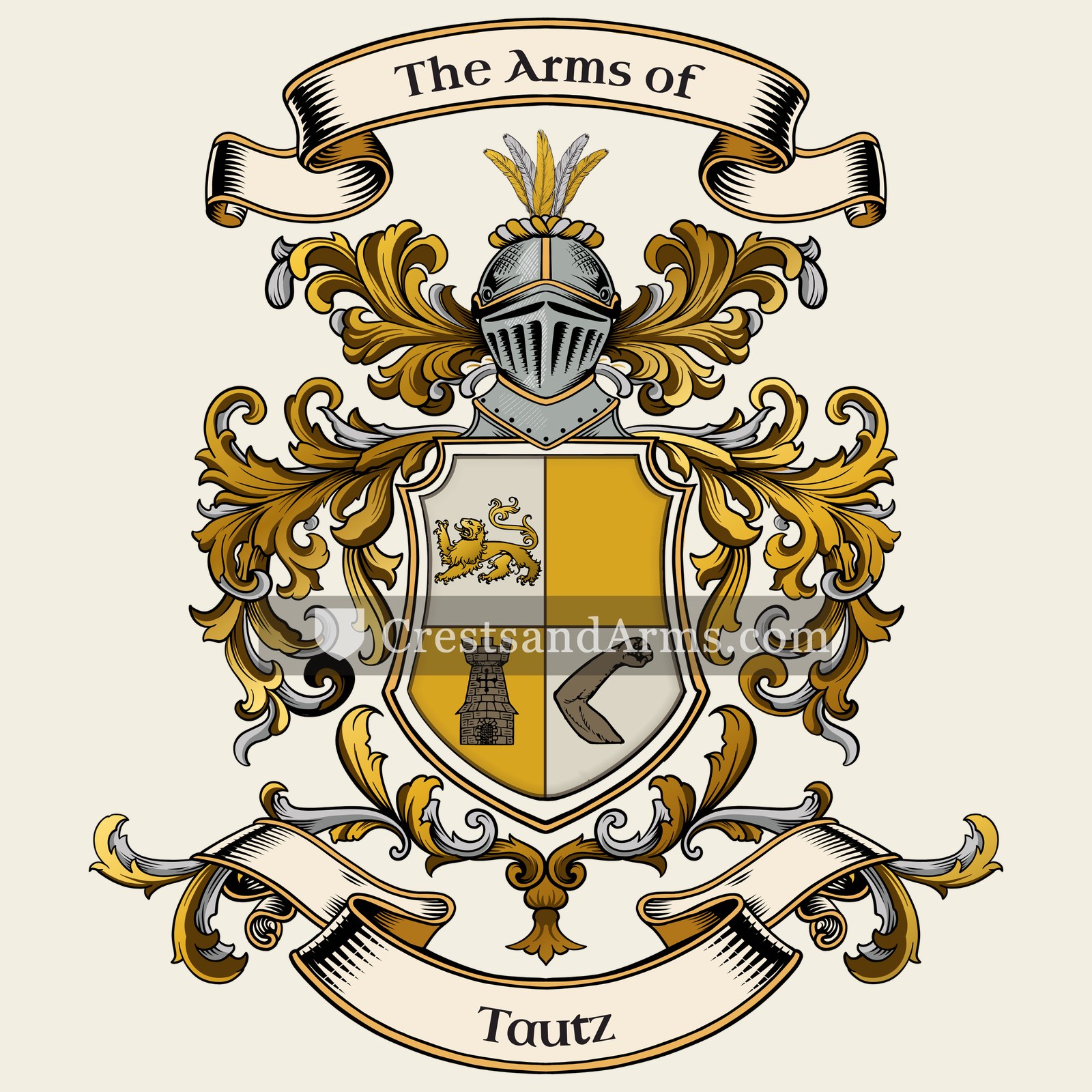 The Tautz coat of arms, drawn from the recorded blazon