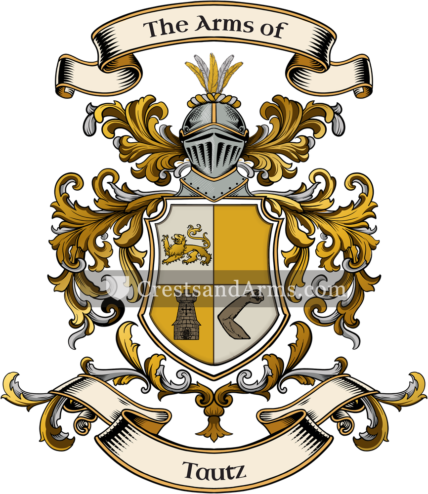 The Tautz coat of arms, drawn from the recorded blazon