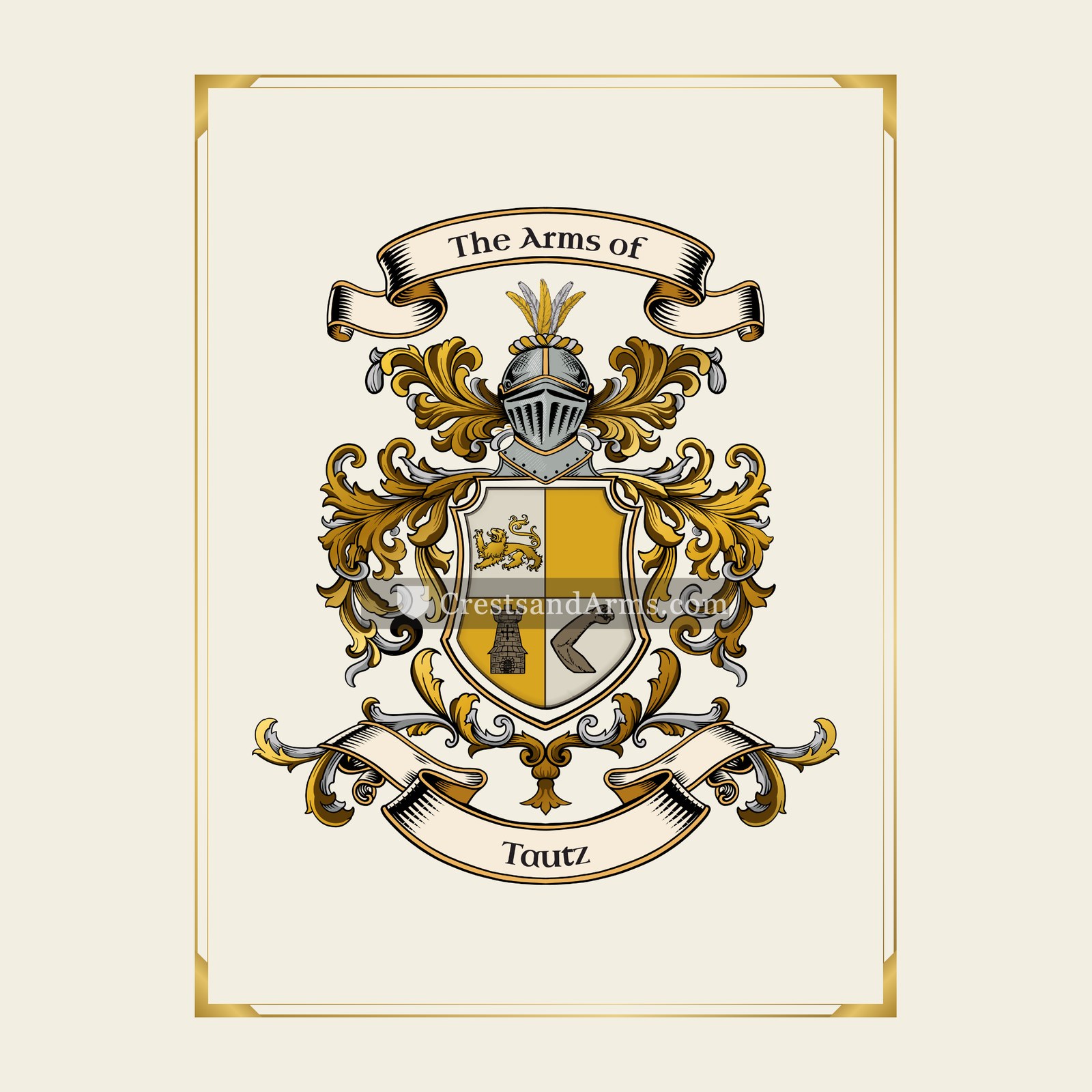 With gold border