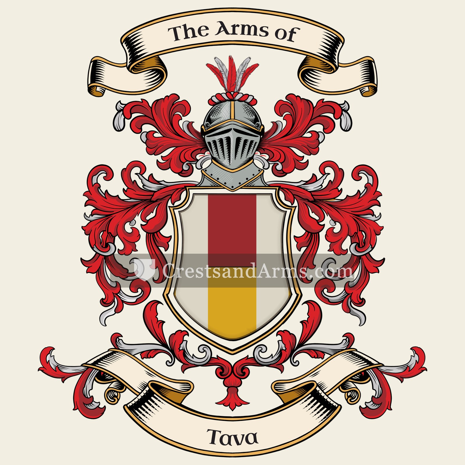 The Tava coat of arms, drawn from the recorded blazon