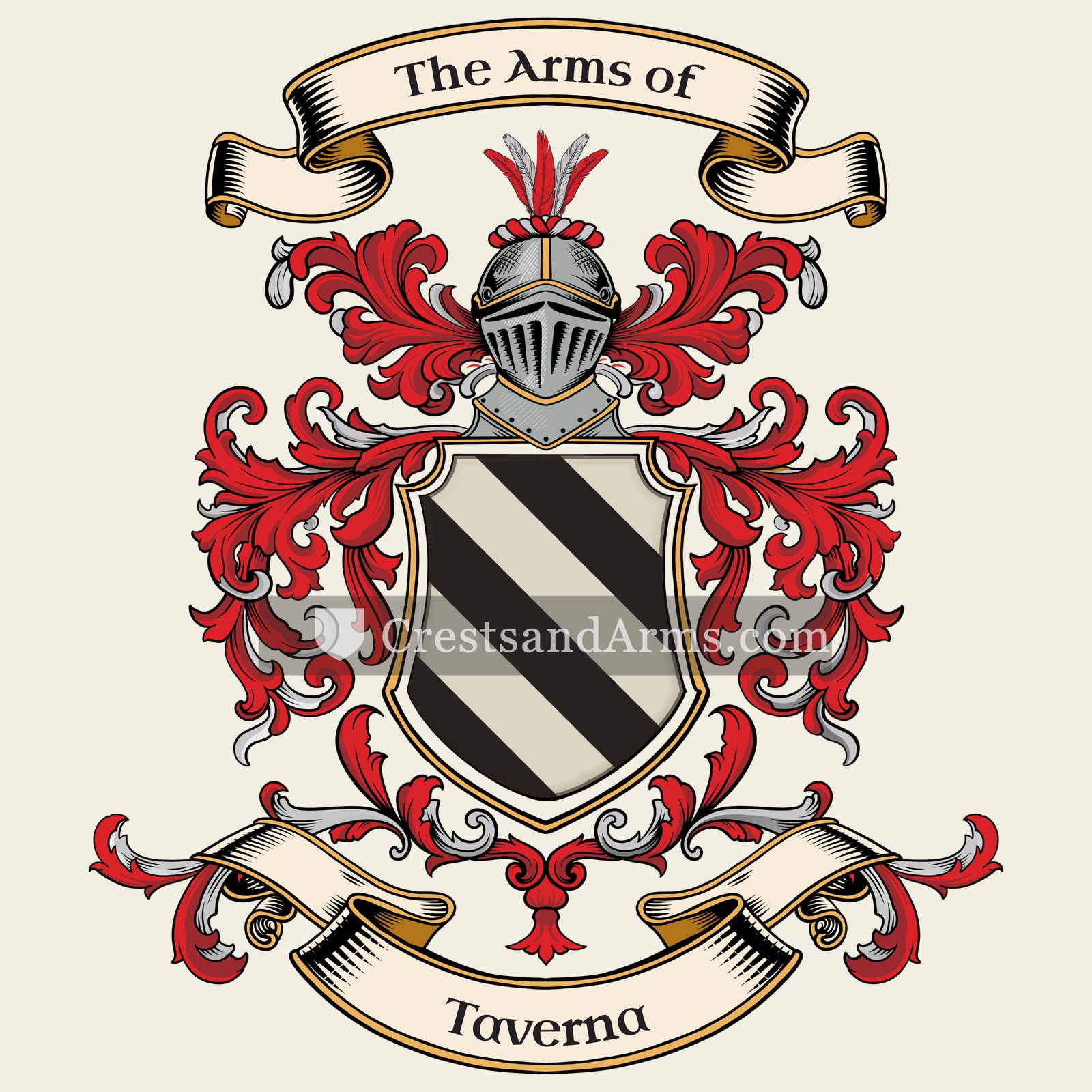 The Taverna coat of arms, drawn from the recorded blazon