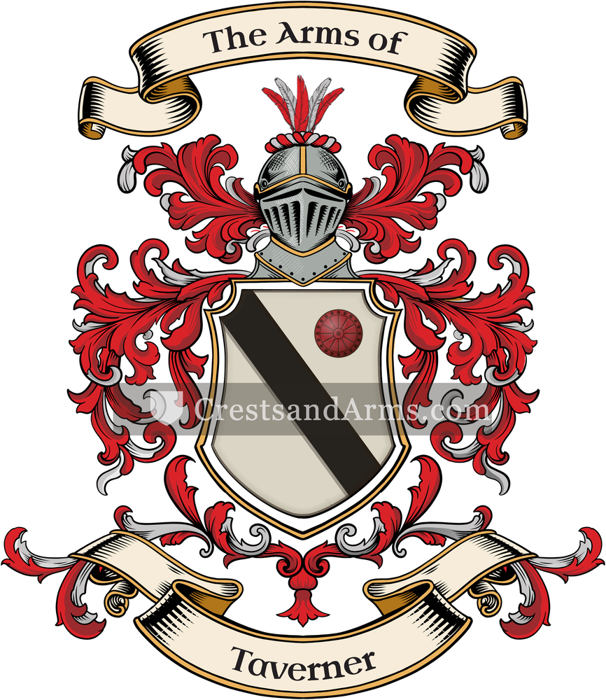 The Taverner coat of arms, drawn from the recorded blazon
