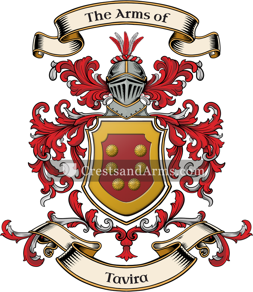 The Tavira coat of arms, drawn from the recorded blazon