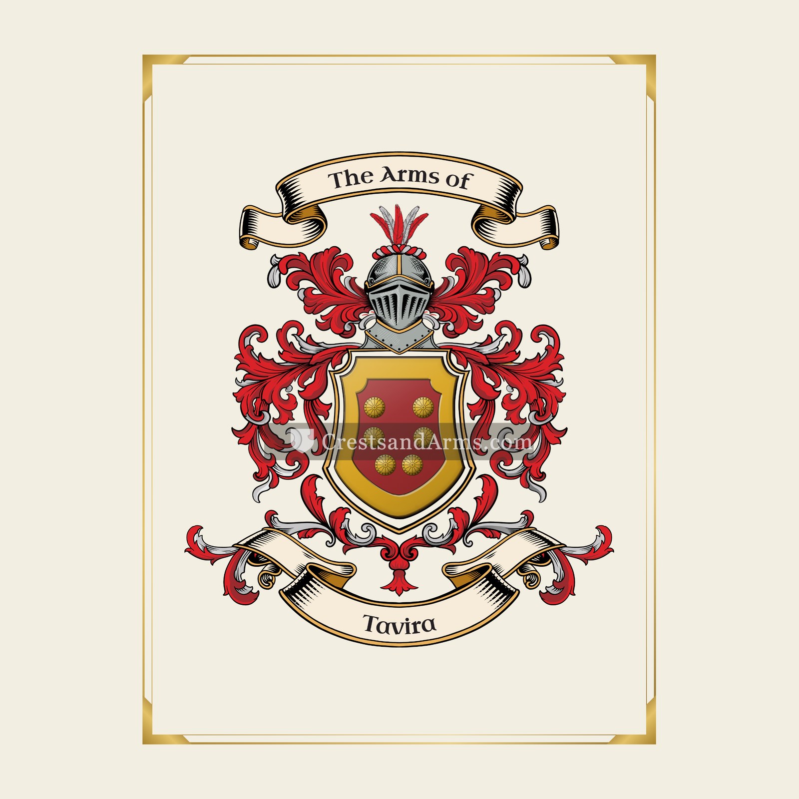 With gold border