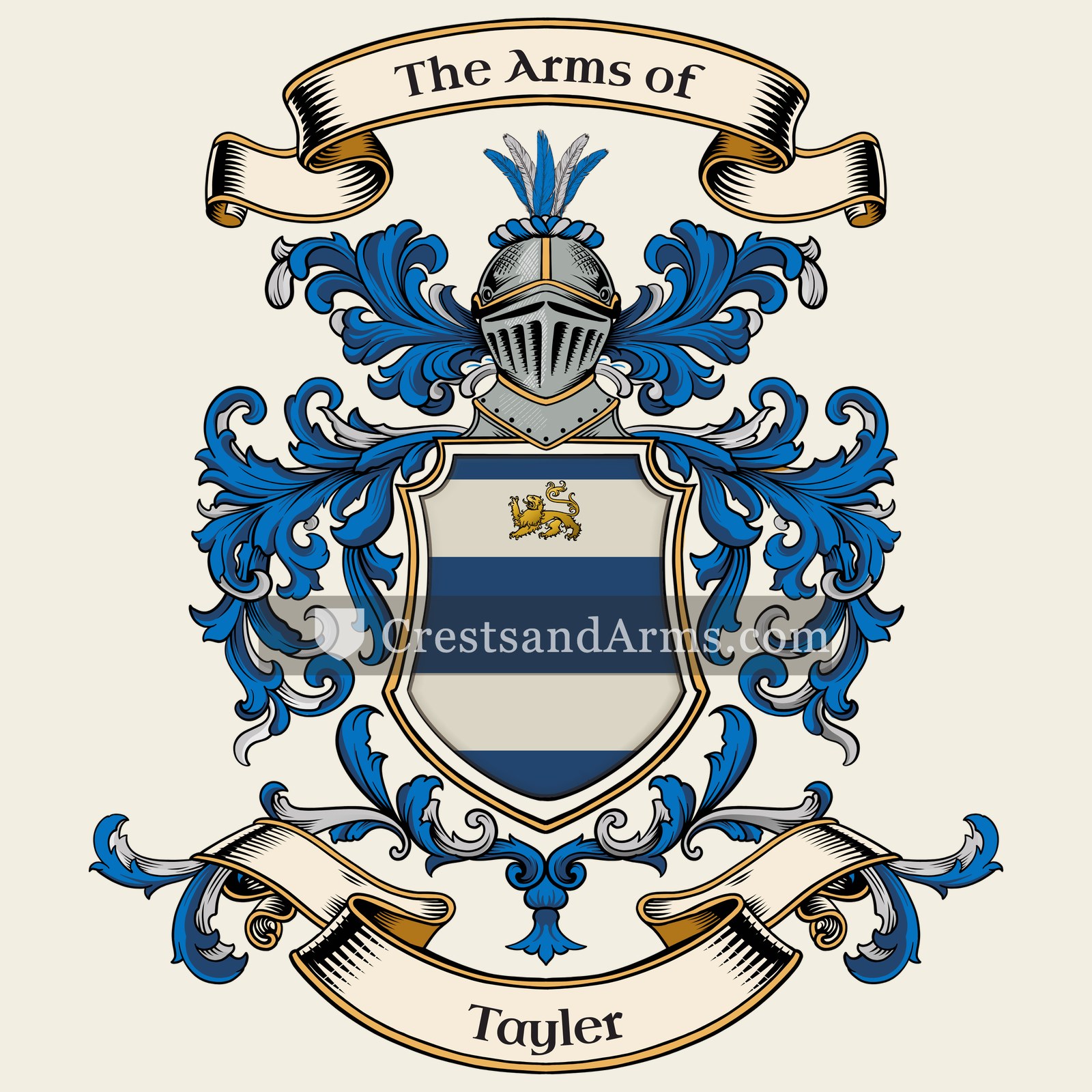 The Tayler coat of arms, drawn from the recorded blazon