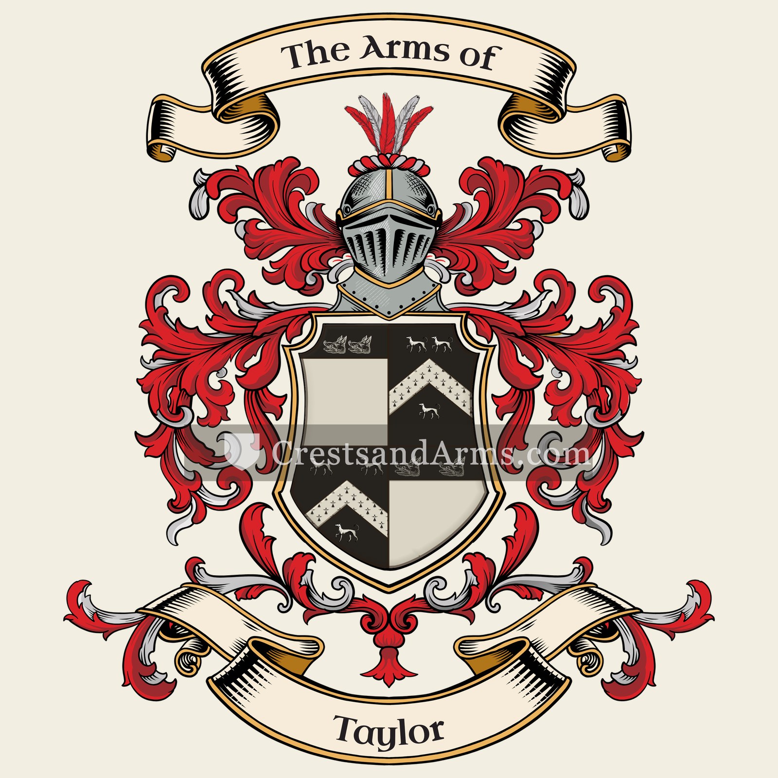 The Taylor coat of arms, drawn from the recorded blazon