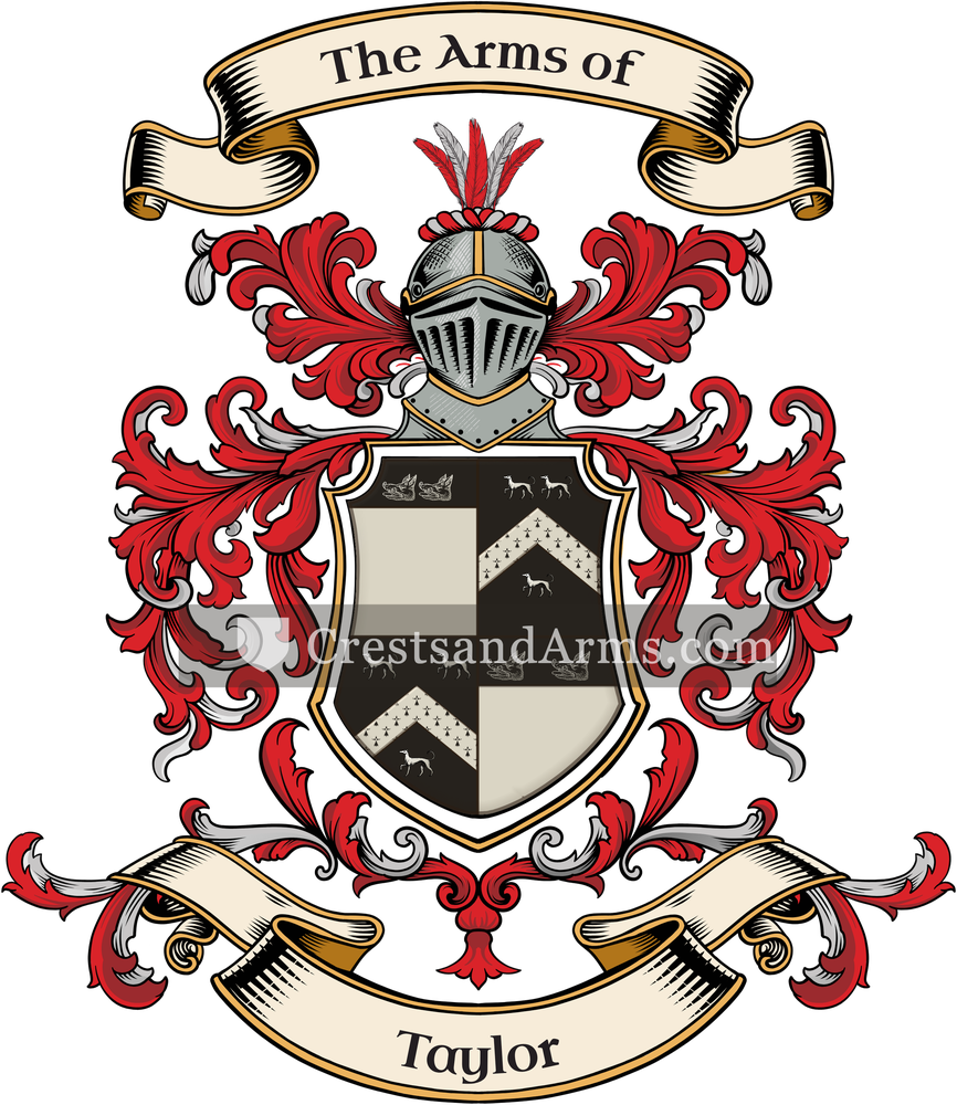The Taylor coat of arms, drawn from the recorded blazon