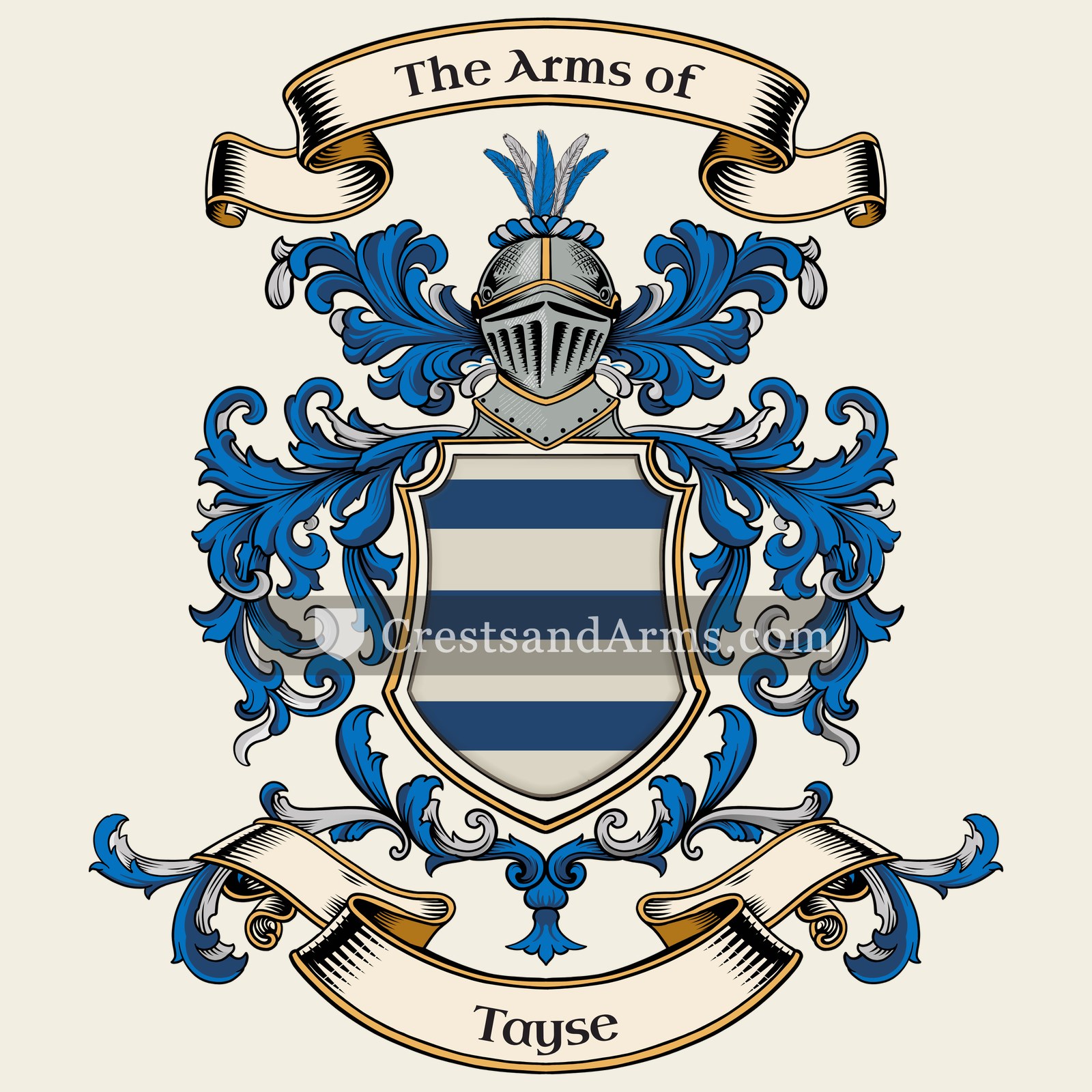 The Tayse coat of arms, drawn from the recorded blazon