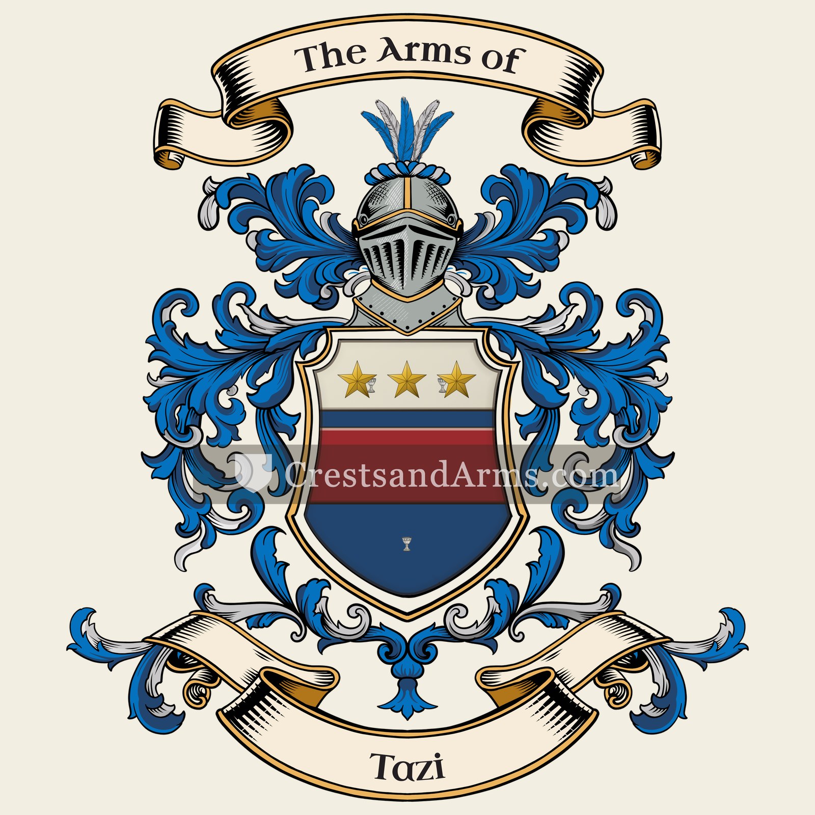 The Tazi coat of arms, drawn from the recorded blazon