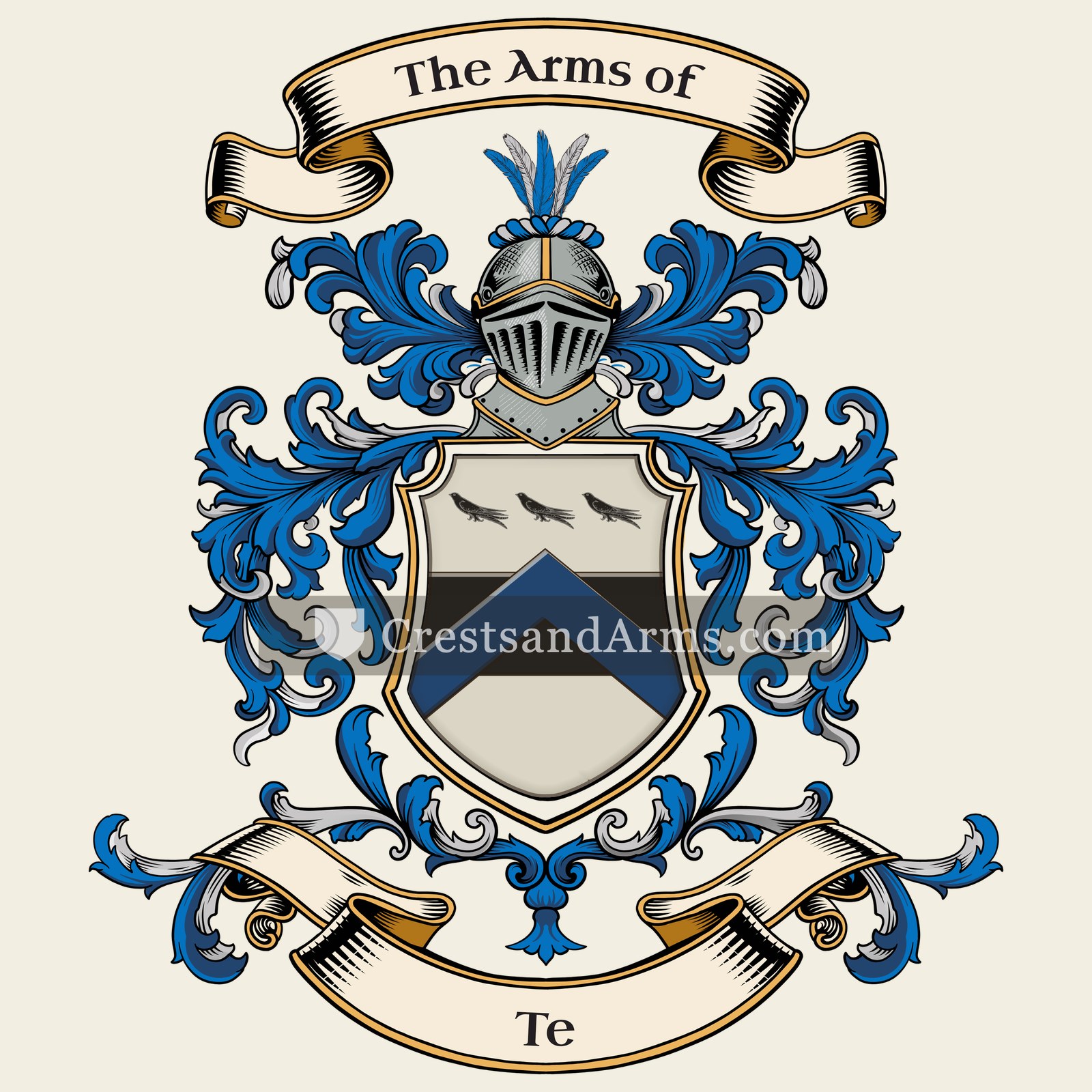 The Te coat of arms, drawn from the recorded blazon