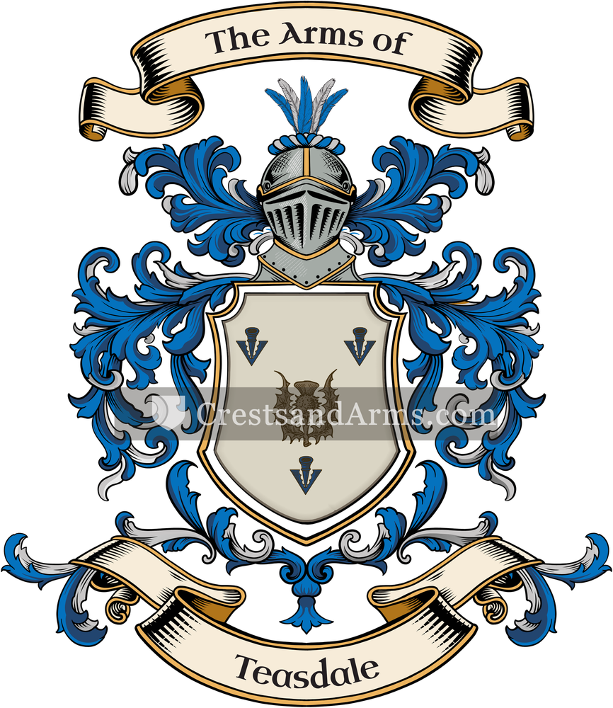 The Teasdale coat of arms, drawn from the recorded blazon