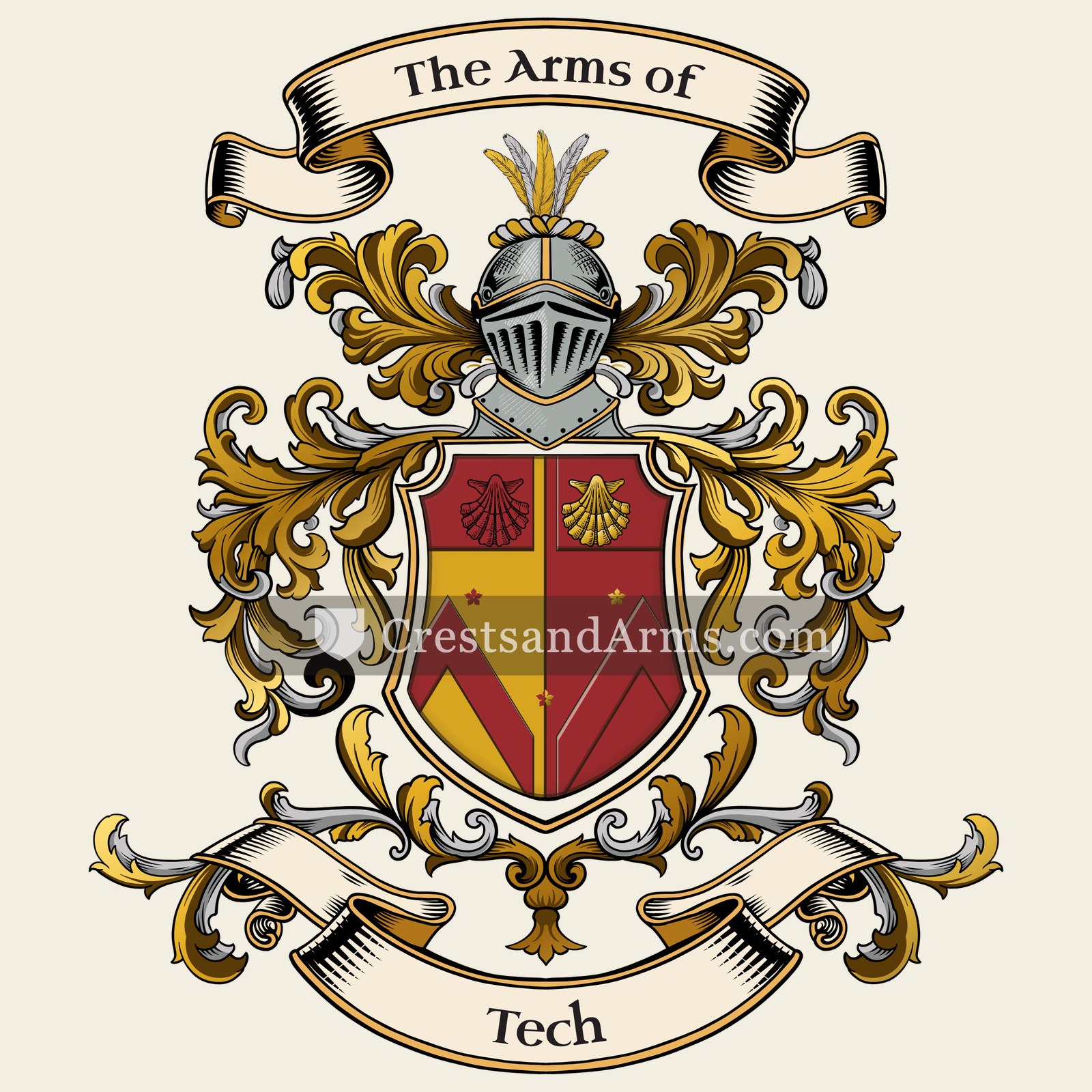 The Tech coat of arms, drawn from the recorded blazon